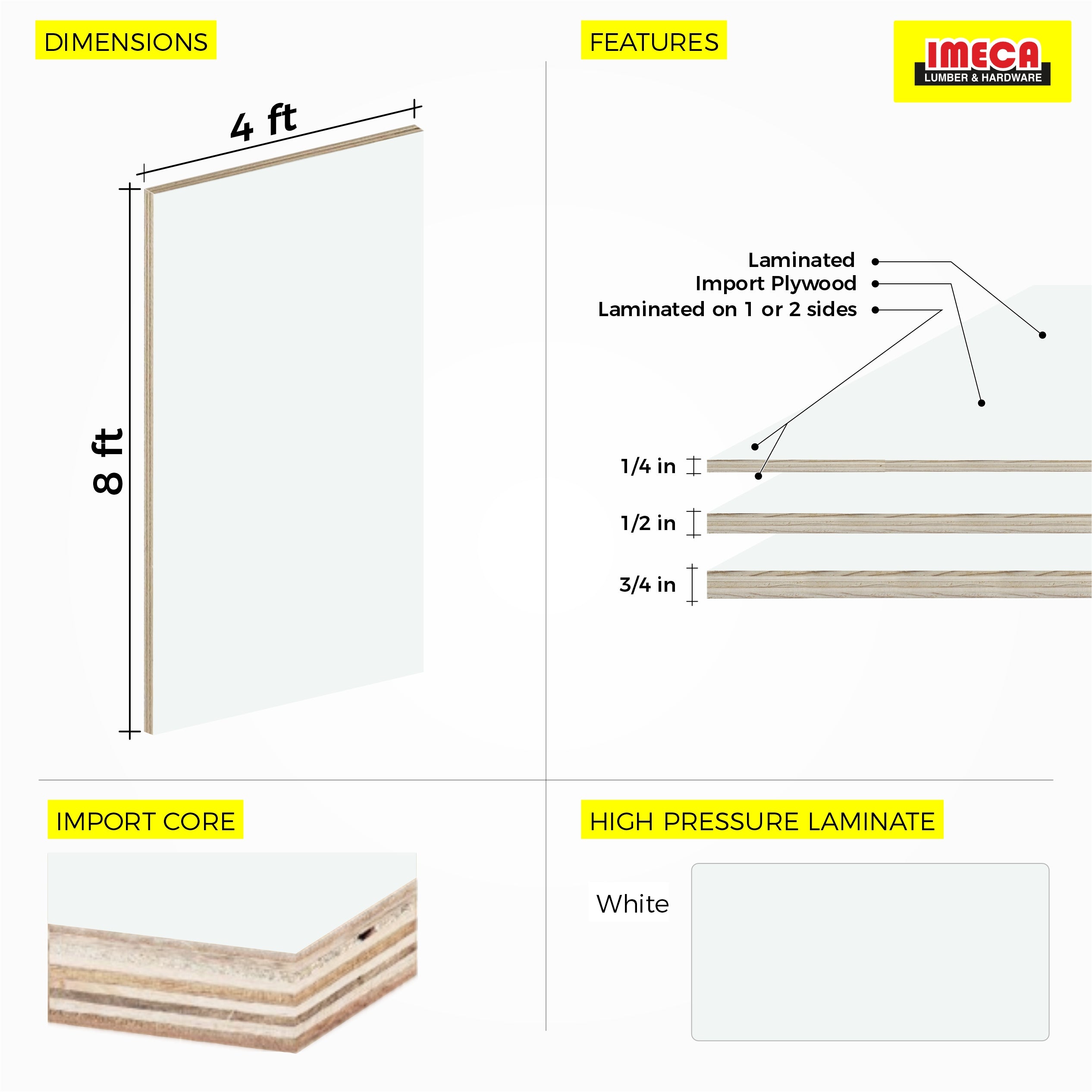 PLYWOOD LAMINATE WHITE PRIMED 2S 3/4 4X8 GARNICA