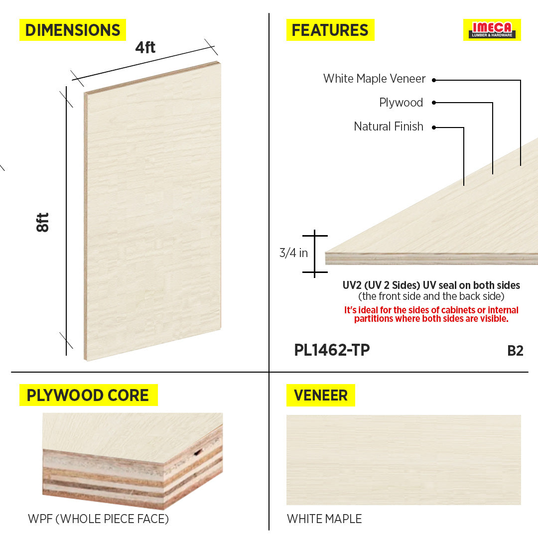 PYWOOD WH MAPLE 48.5 x 96.5 B2 3/4 UV2