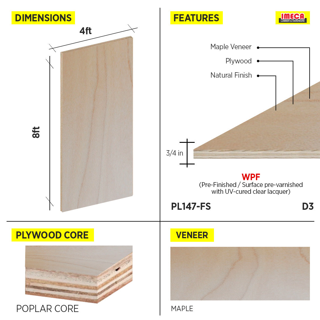 PLYWOOD WPF MAPLE VC 3/4 D-3 48.5"X96.5"