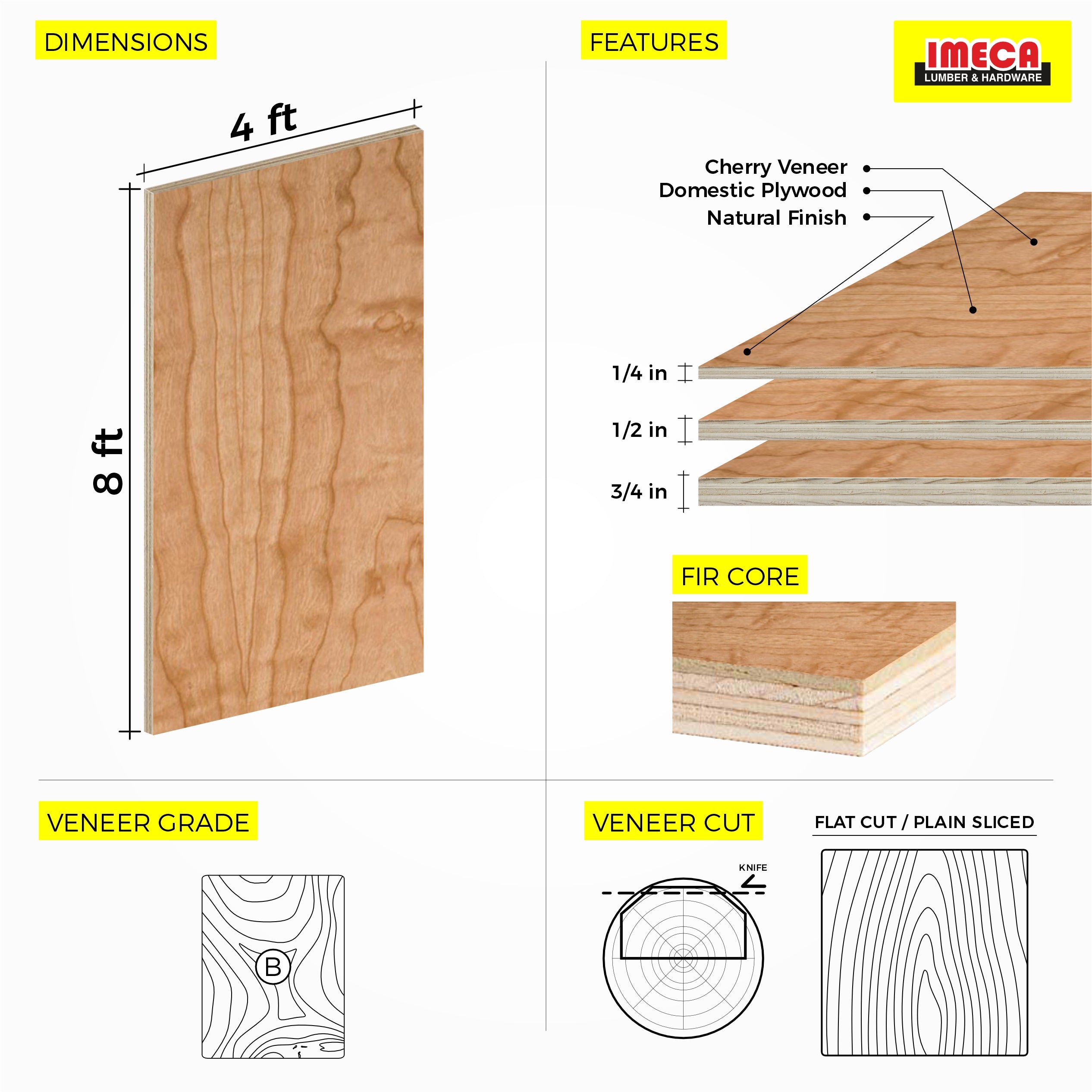 Cherry Plywood 4 ft x 8 ft (Domestic Plywood)
