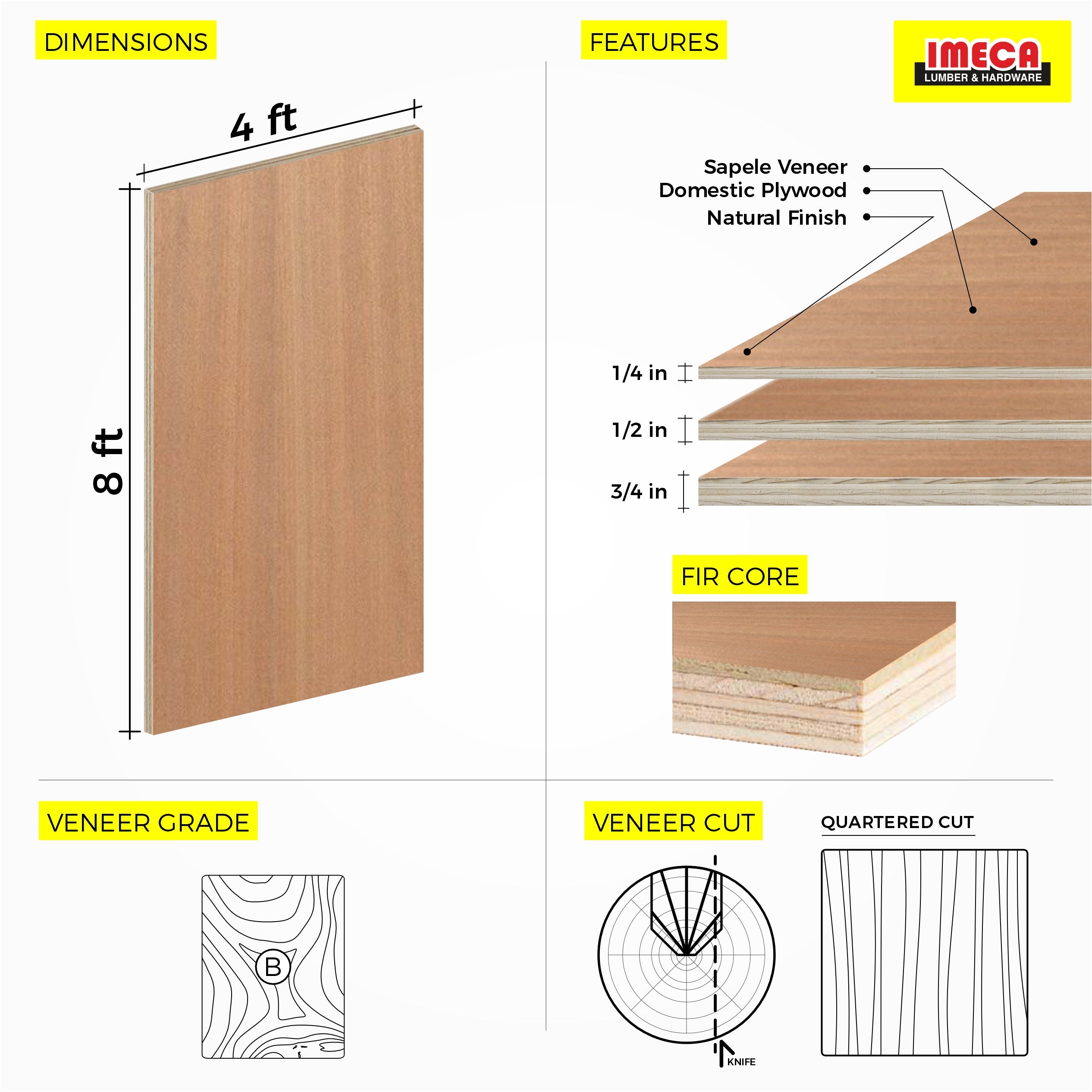 Sapele Plywood 4 ft x 8 ft (Domestic Plywood)