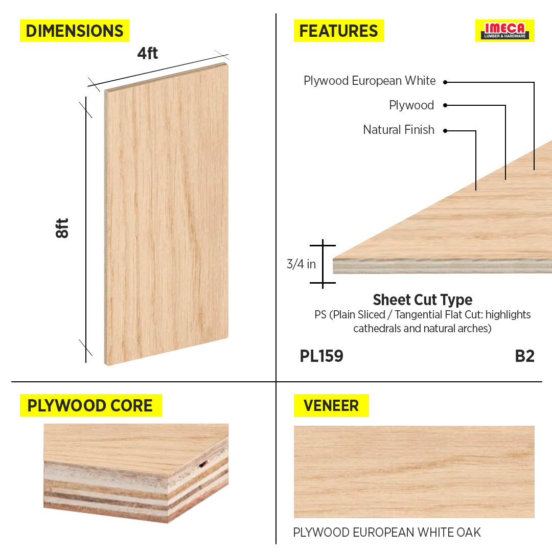 Plywood European White Oak B2 48.5"X96.5"