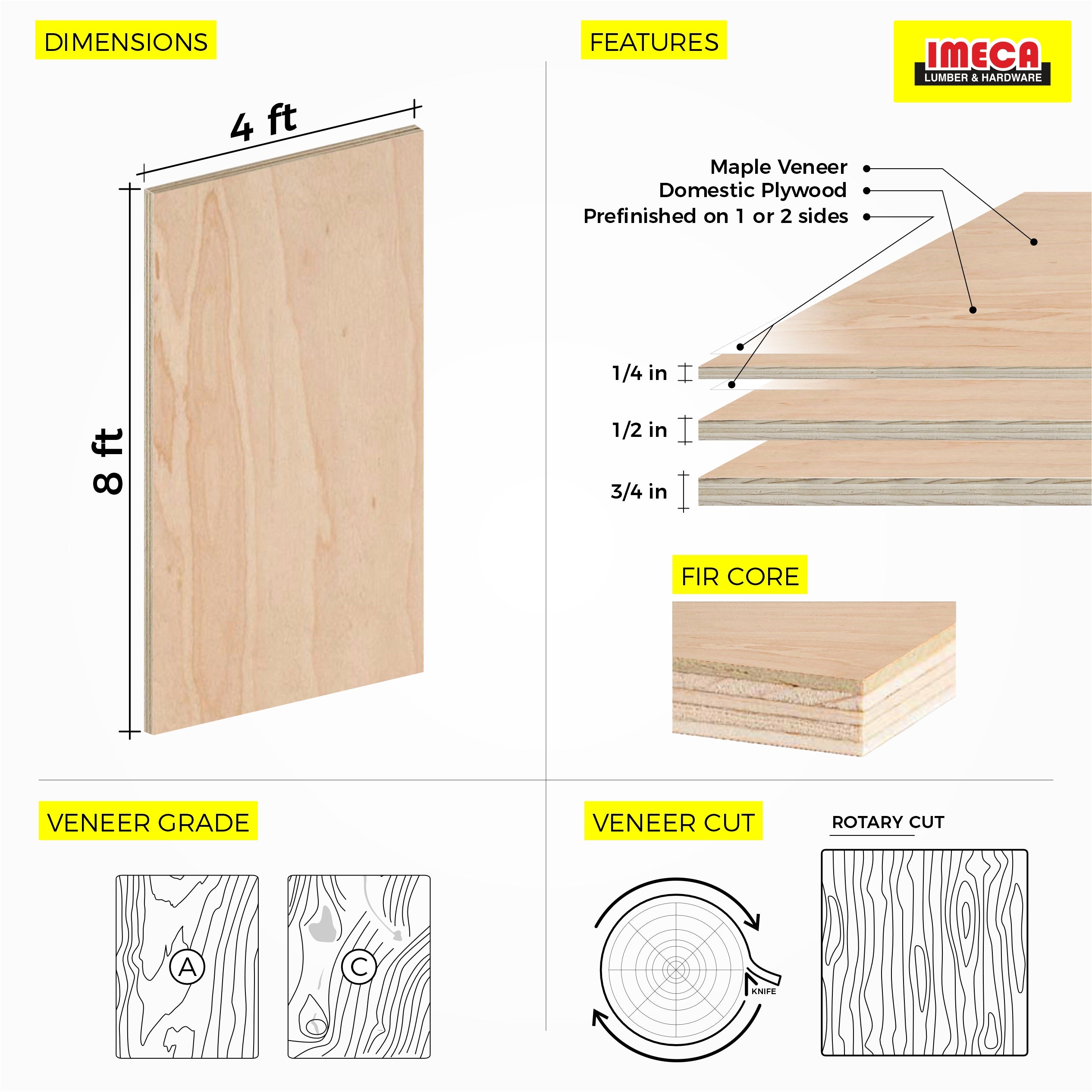 Maple Prefinished Plywood 4 ft x 8 ft (Domestic Plywood)