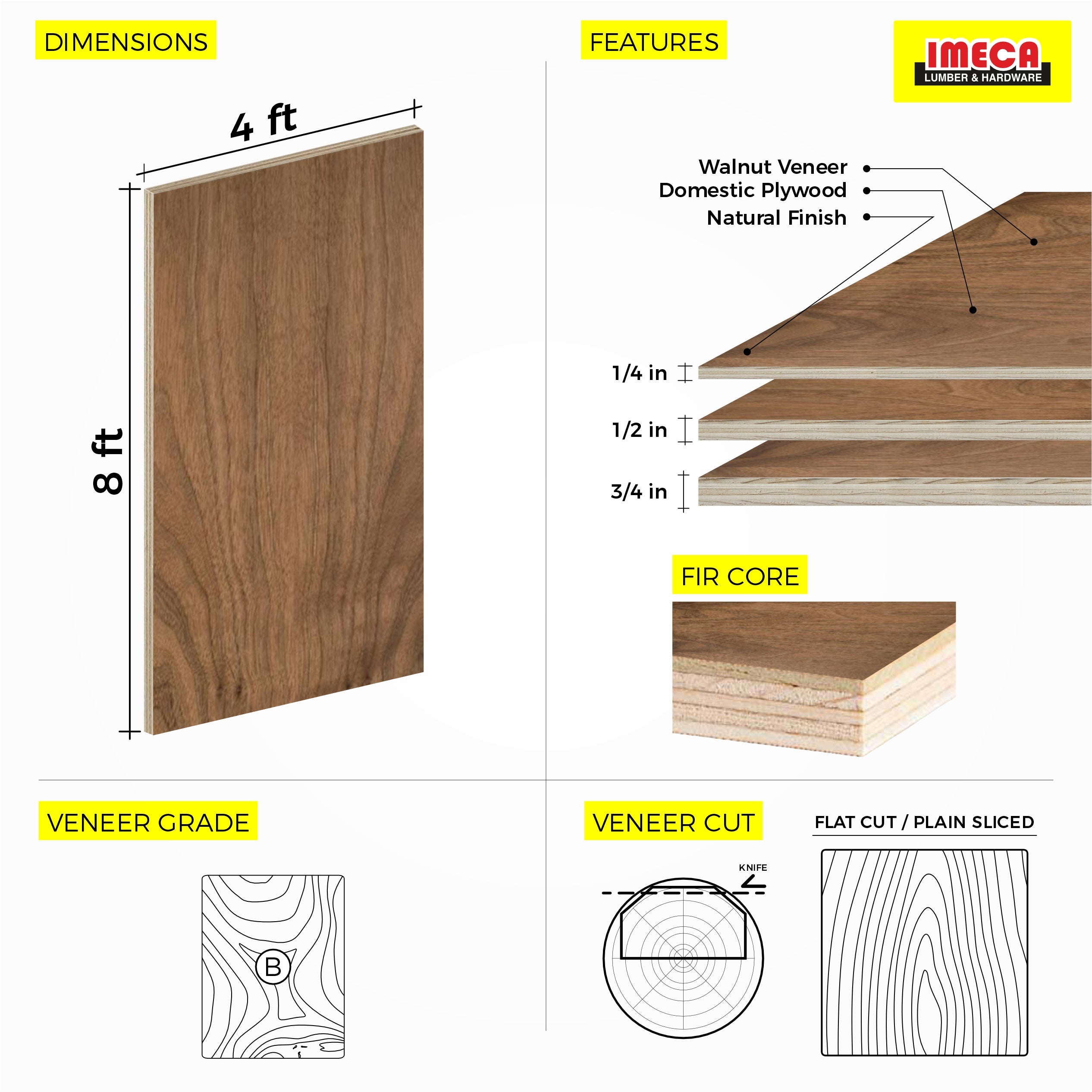 PLYWOOD DOMESTIC WALNUT 3/4 4X10 PS CALI