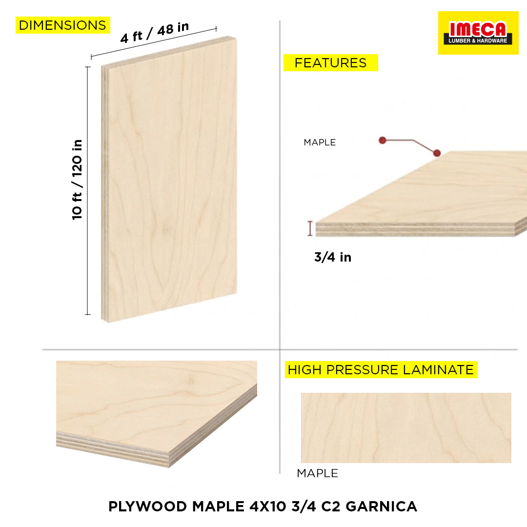 PLYWOOD MAPLE 4X10 3/4 C2 GARNICA