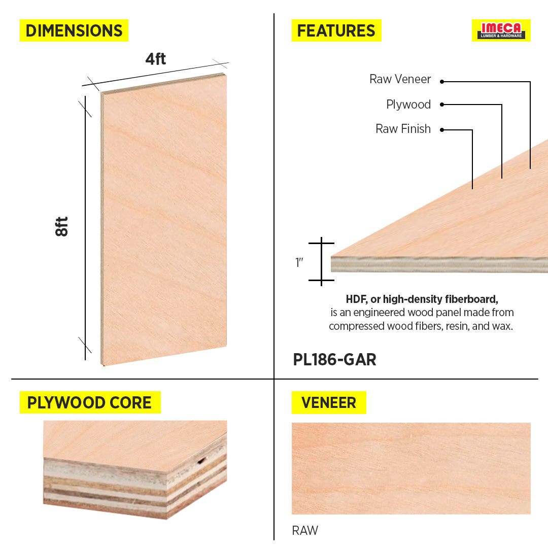 PLYWOOD 1" RAW HDF 4X8
