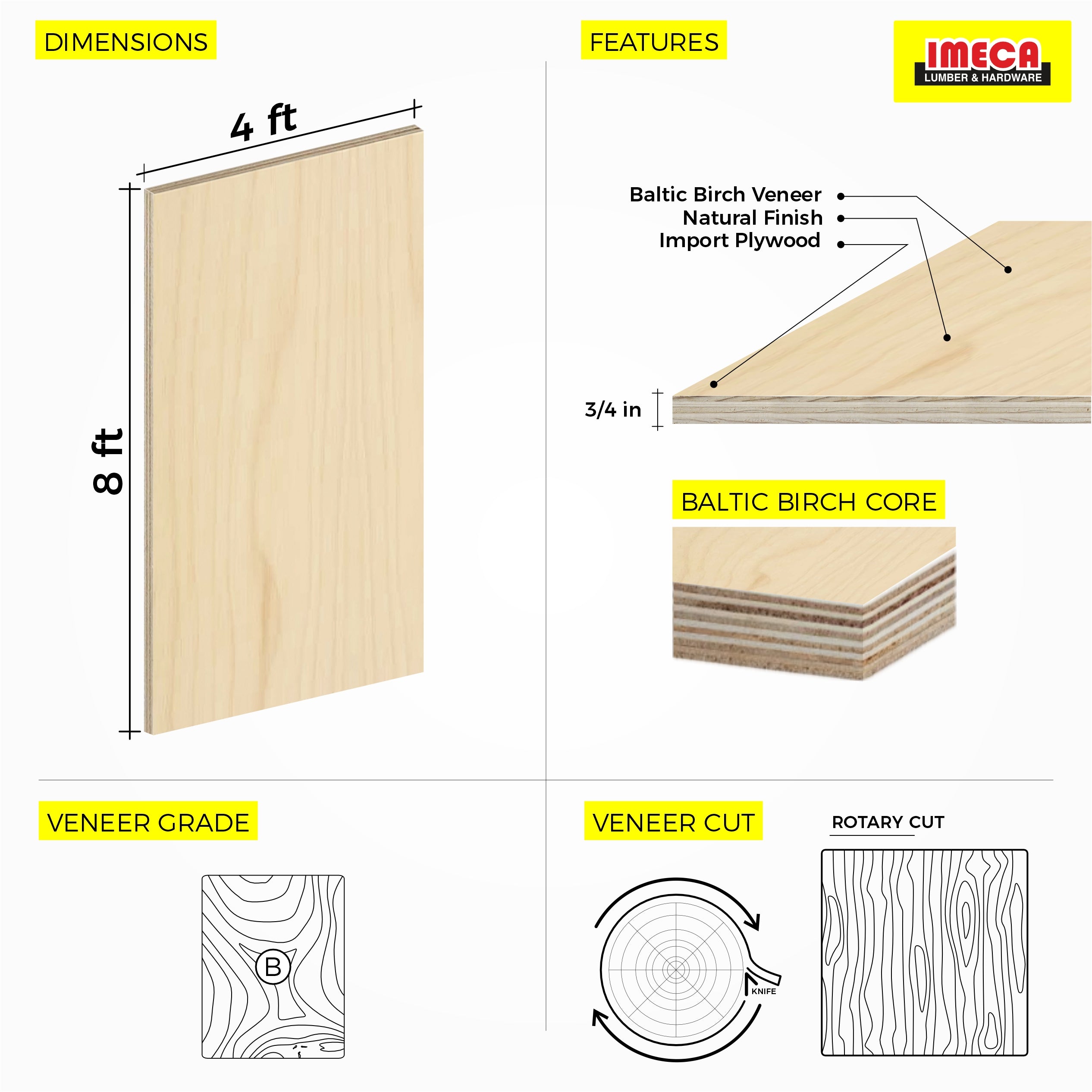 Baltic Birch Plywood 4 ft x 8 ft