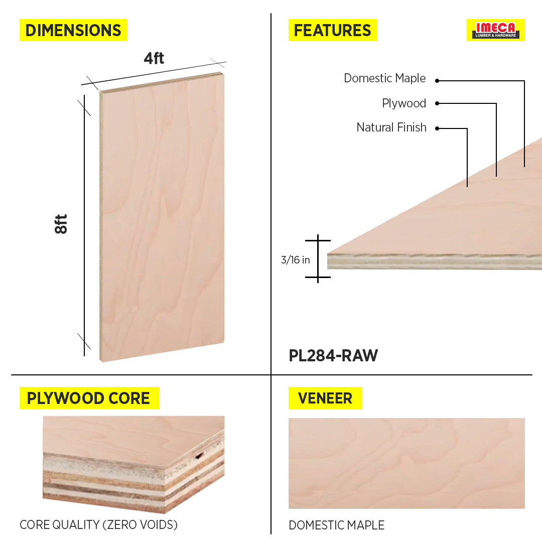 PLYWOOD DOMESTIC BEAD BOARD 5 MM MAPLE