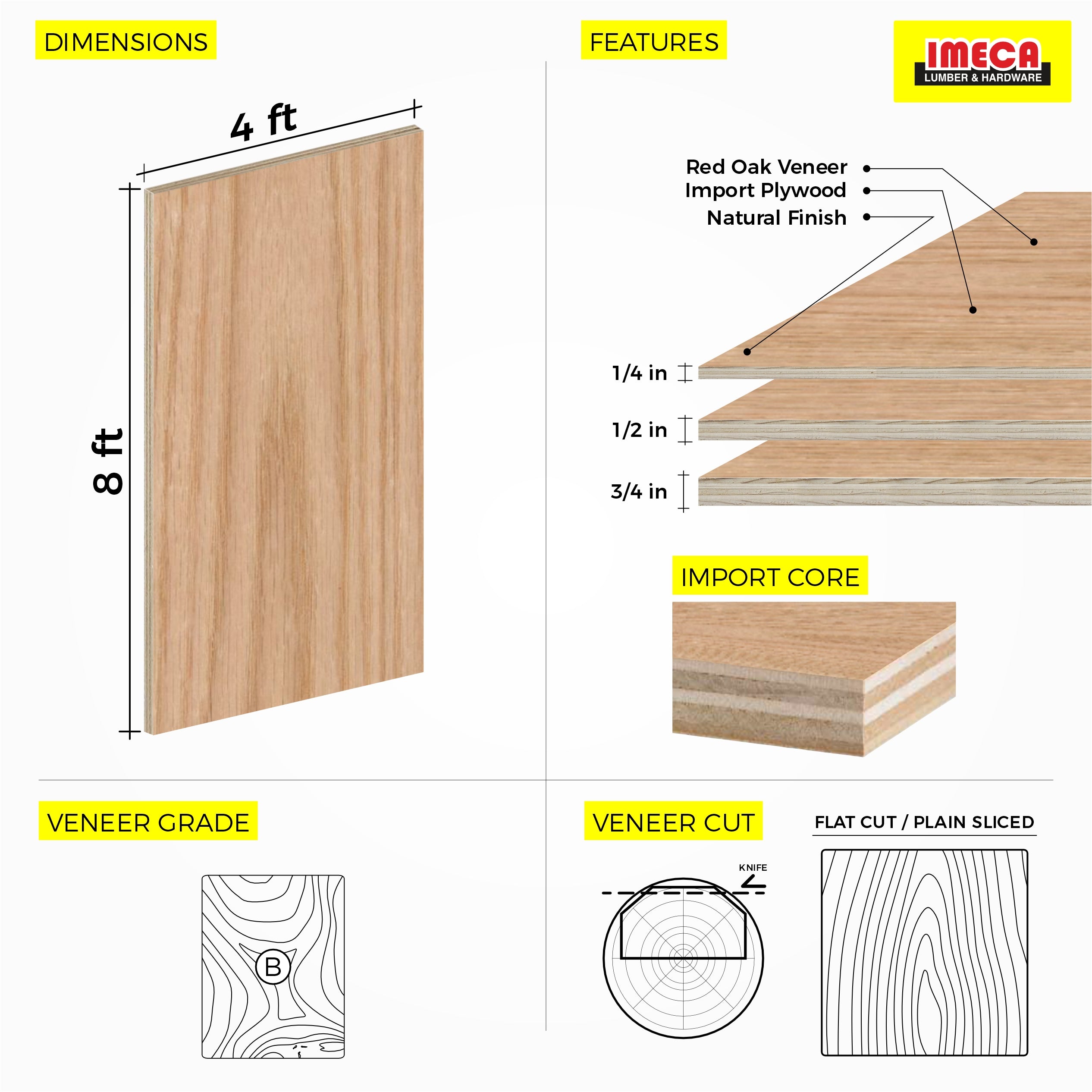 Red Oak Plywood 4 ft x 8 ft (Imported Plywood)