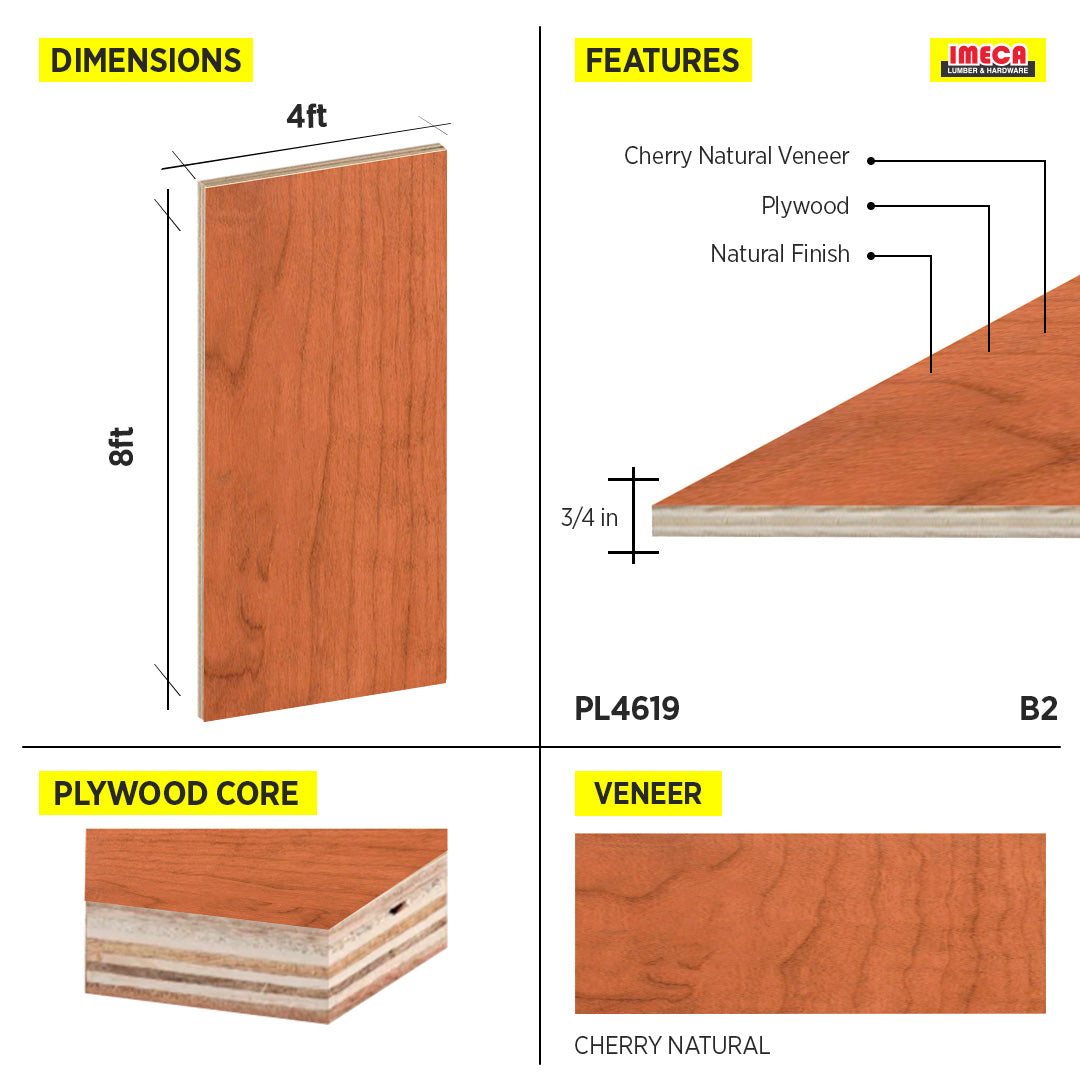 PLYWOOD CHERRY NATURAL 3/4 B2