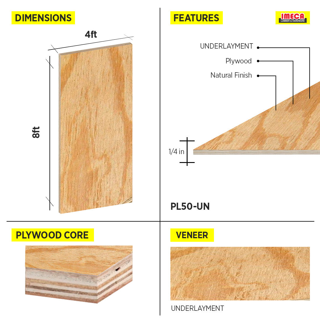 PLYWOOD UNDERLAYMENT 1/4" 5.2MM 4X8