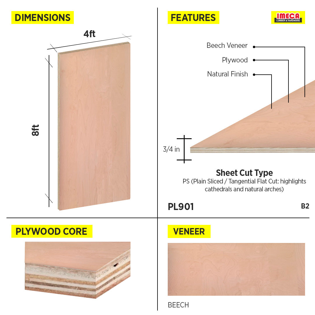 PLYWOOD PS BEECH B2 48 X 96
