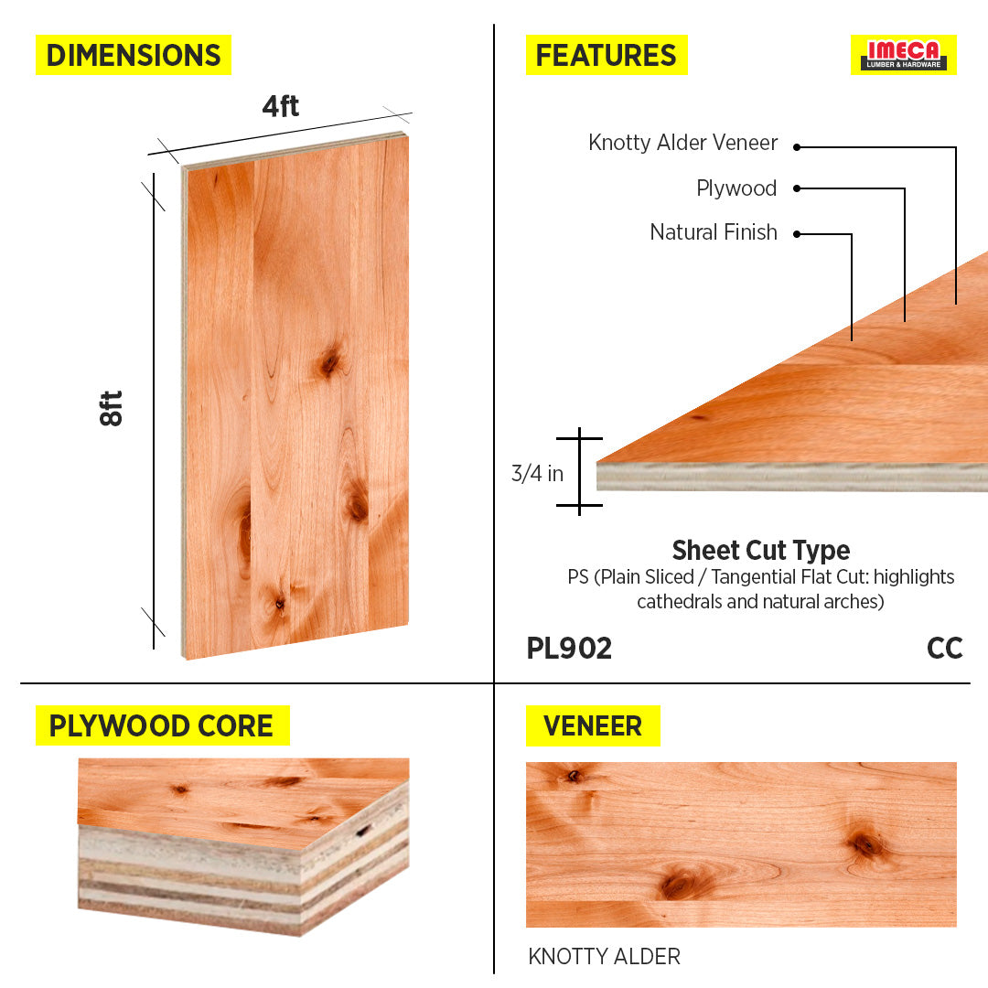 PLYWOOD PS KNOTTY ALDER VC 3/4 CC 48 X 96