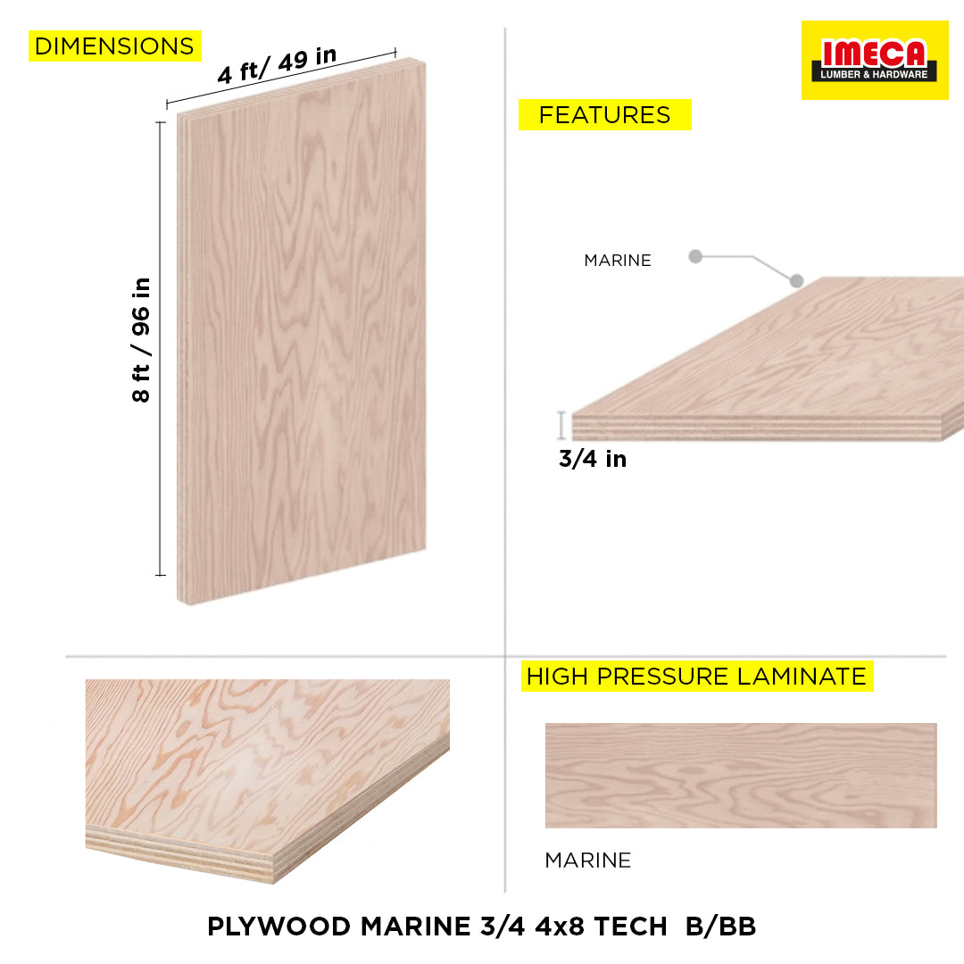 PLYWOOD MARINE 3/4 4x8 TECH  B/BB