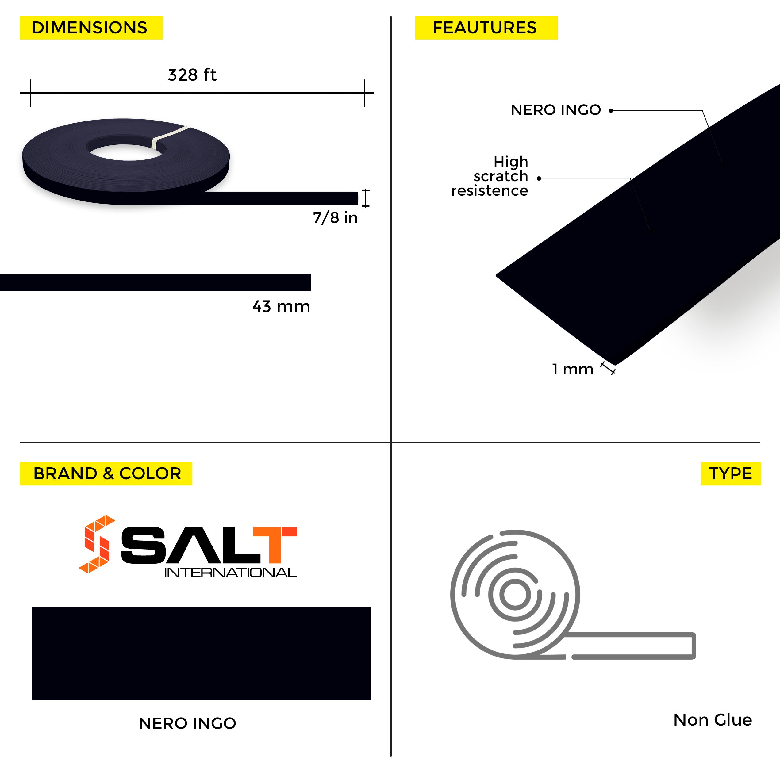 Nero Igno PVC Edge Banding (328 ft x 1 mm)