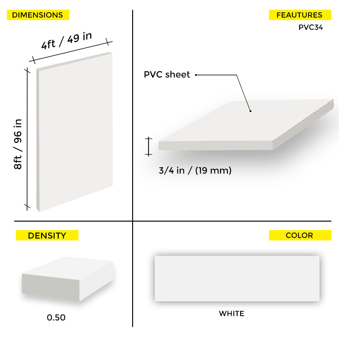 PVC BOARD 3/4" 4X8 (0.50 DENSITY)