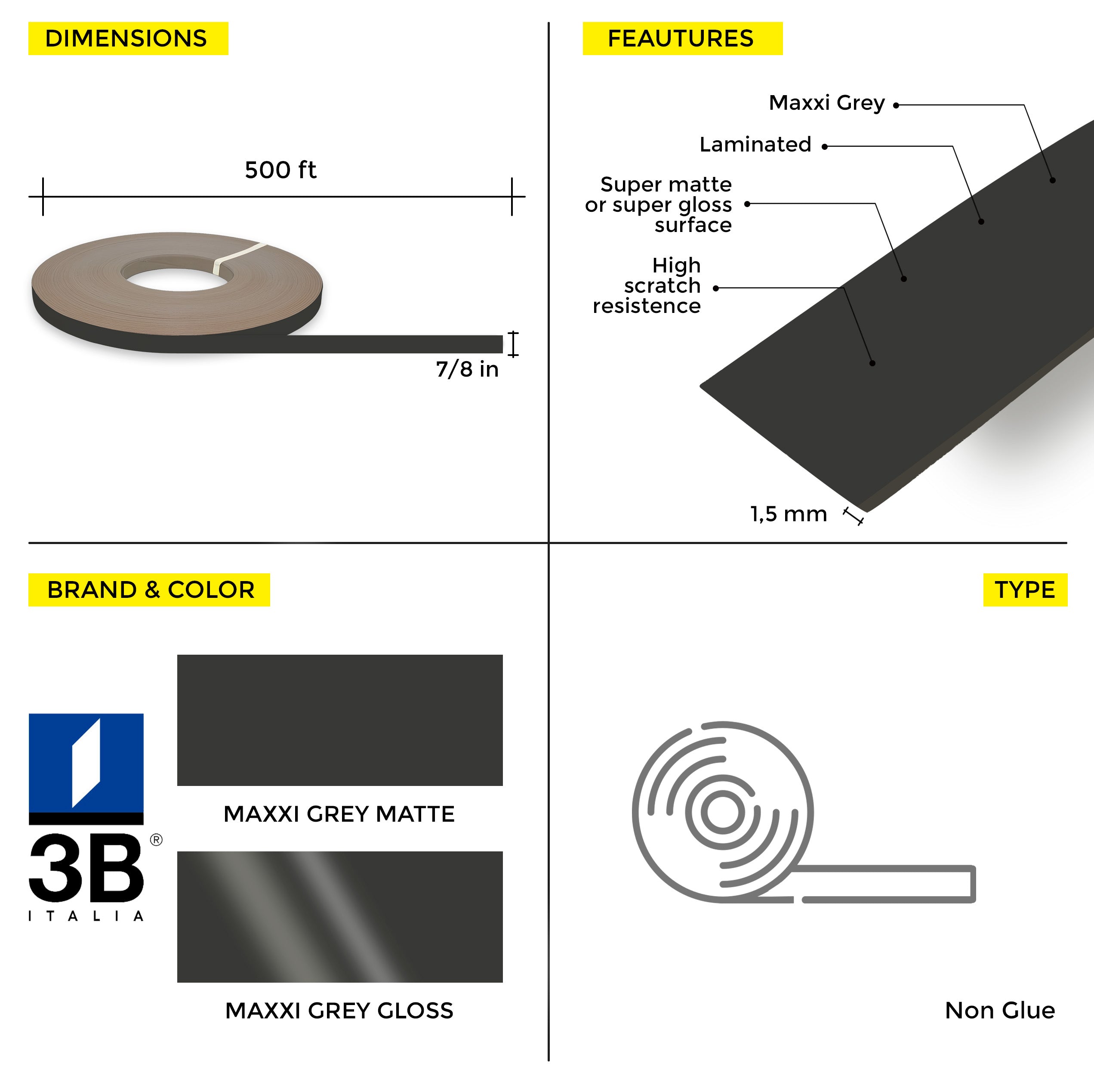 MaxxiÂ® Mocaccino PVC Edge Banding (7/8 in x 500 ft x 1.5 mm)