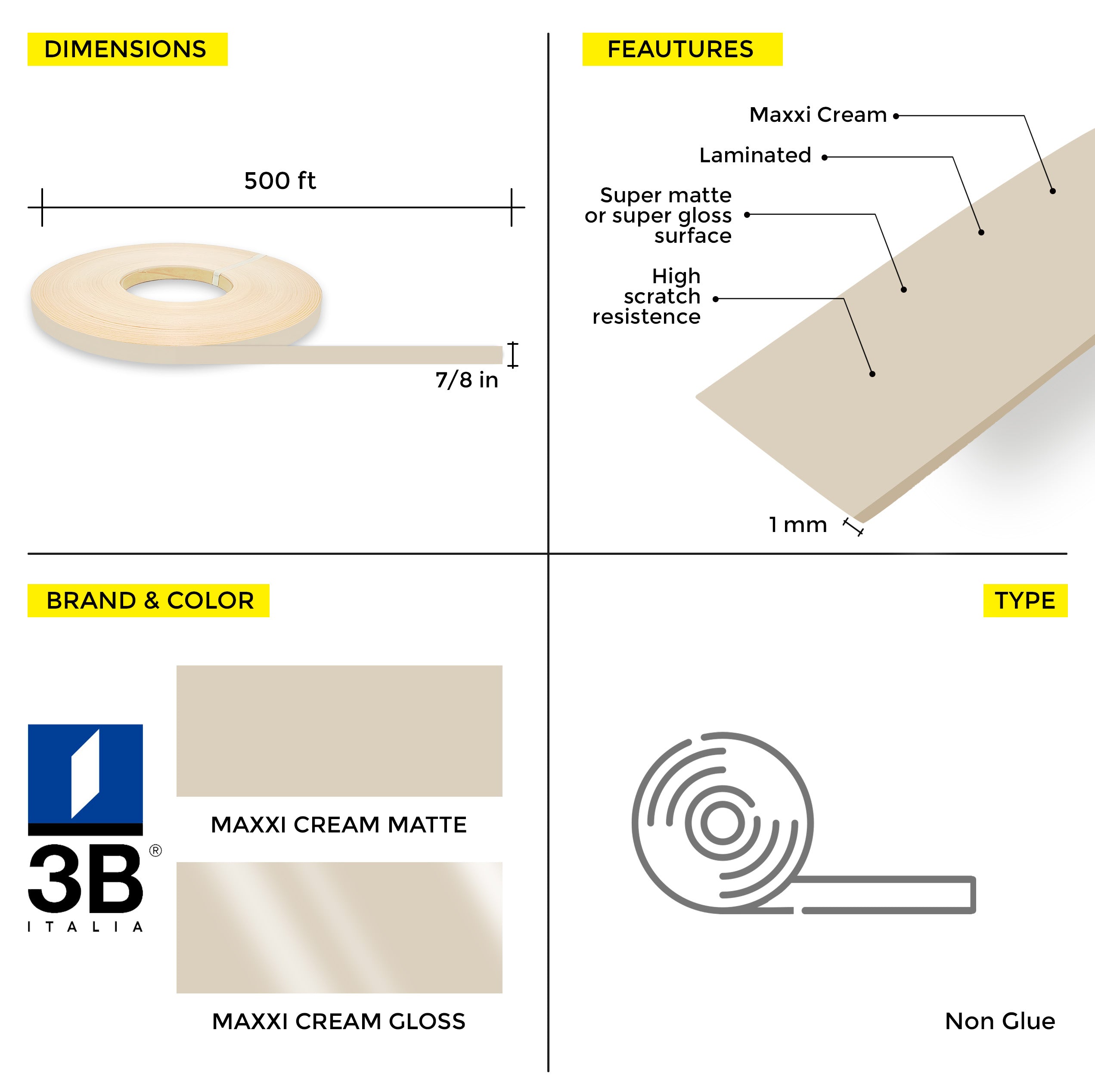 MaxxiÂ® Mocaccino PVC Edge Banding (7/8 in x 500 ft x 1.5 mm)