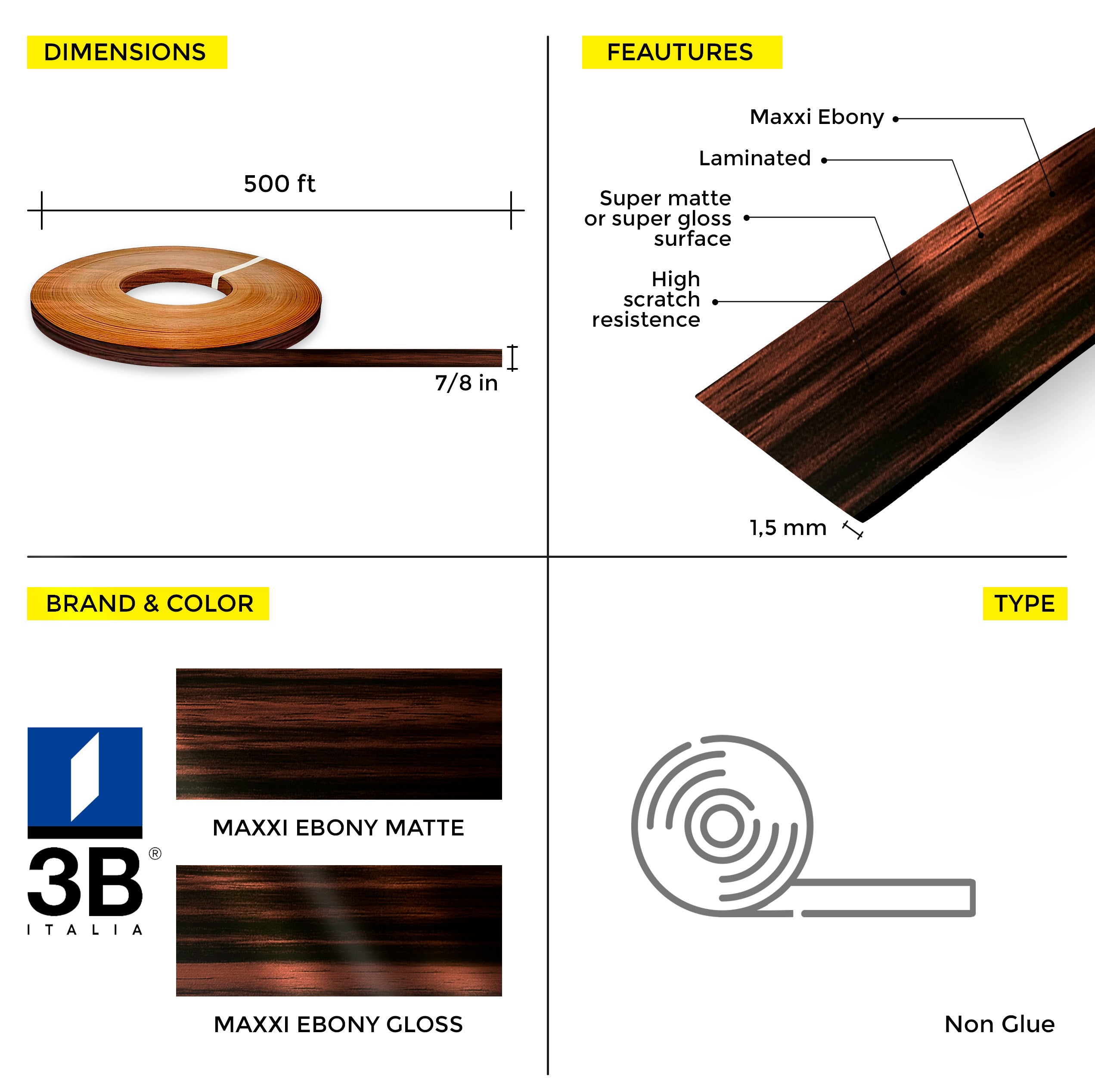 MaxxiÂ® Mocaccino PVC Edge Banding (7/8 in x 500 ft x 1.5 mm)