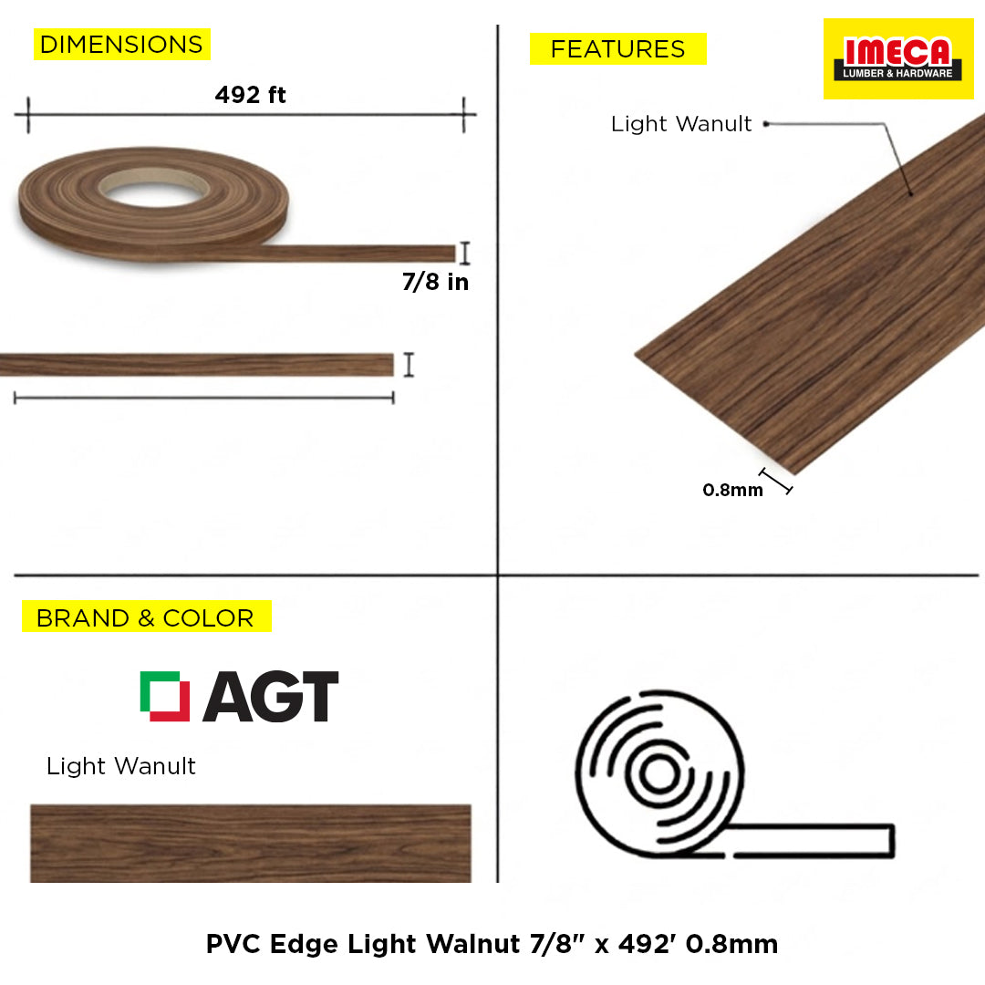 PVC Edge Light Walnut 7/8" x 492' 0.8mm
