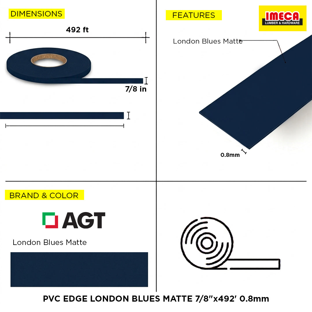 PVC EDGE LONDON BLUES MATTE 7/8"x492' 0.8mm