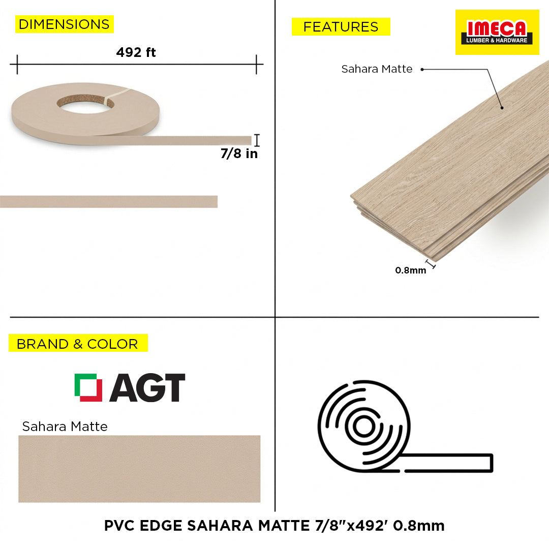 PVC EDGE SAHARA MATTE 7/8"x492' 0.8mm