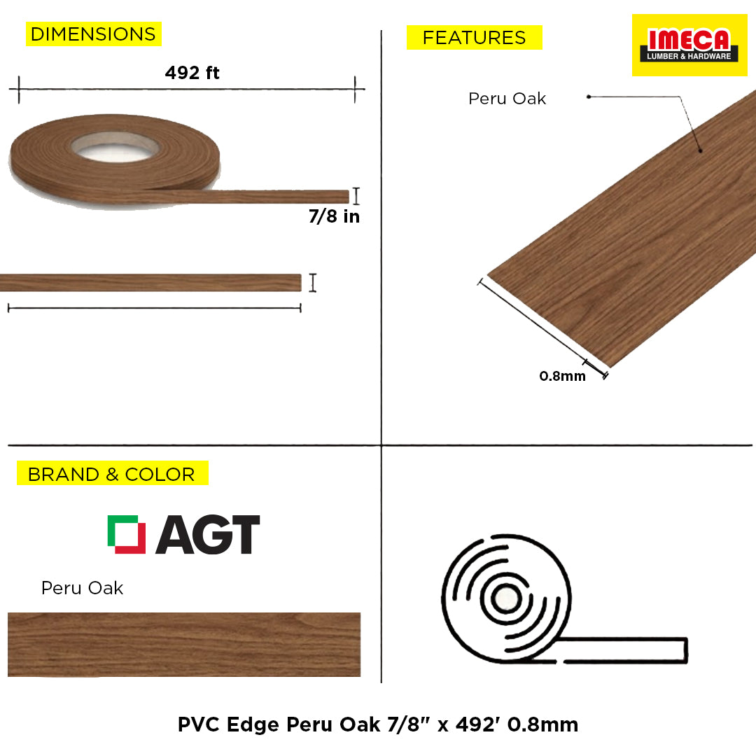 PVC Edge Peru Oak 7/8" x 492' 0.8mm