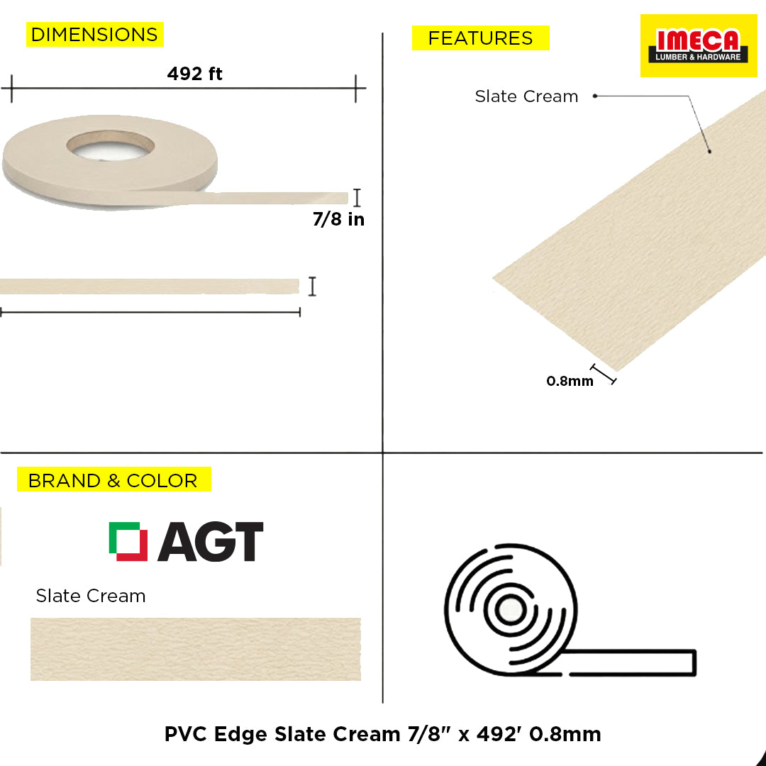 PVC Edge Slate Cream 7/8" x 492' 0.8mm