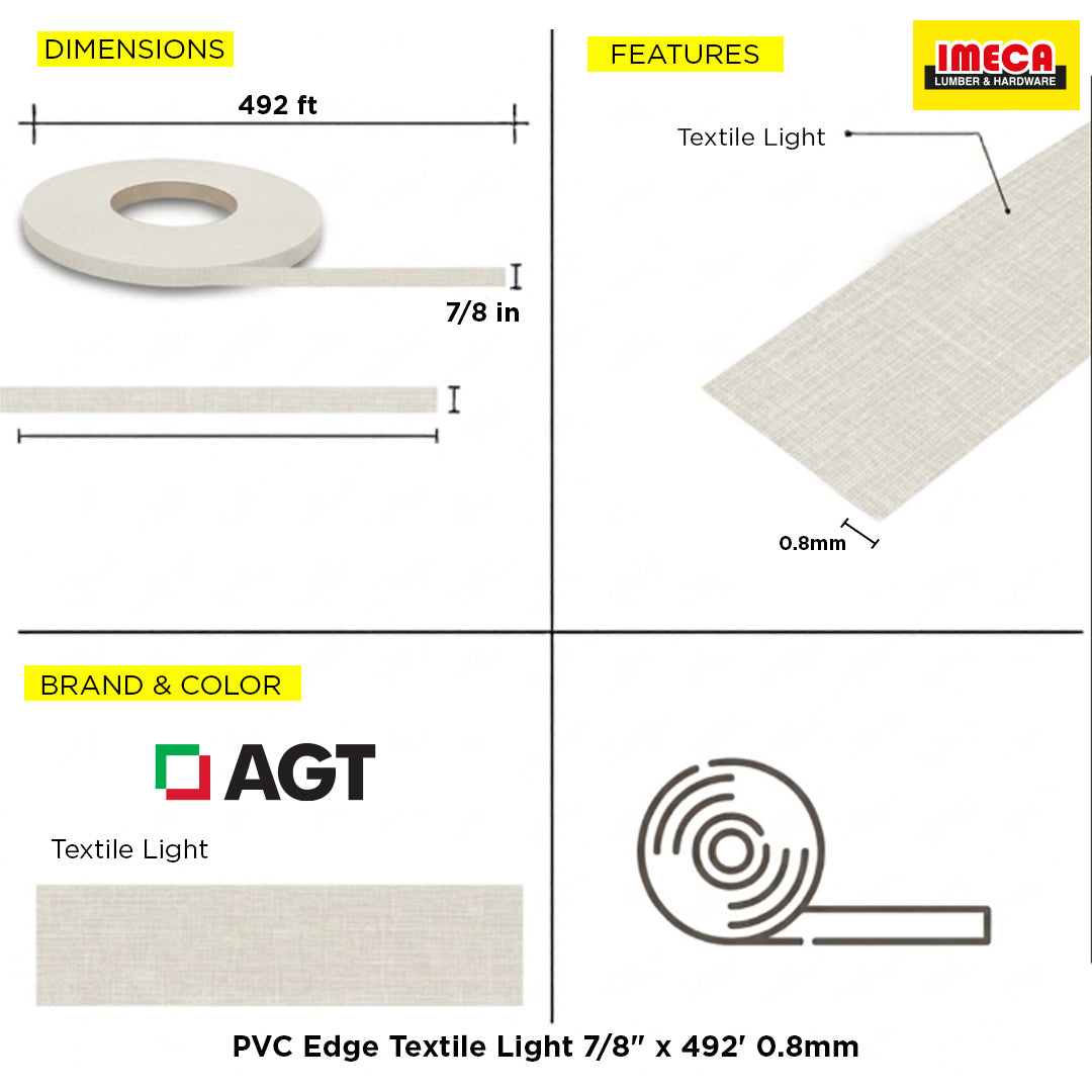 PVC Edge Textile Light 7/8" x 492' 0.8mm