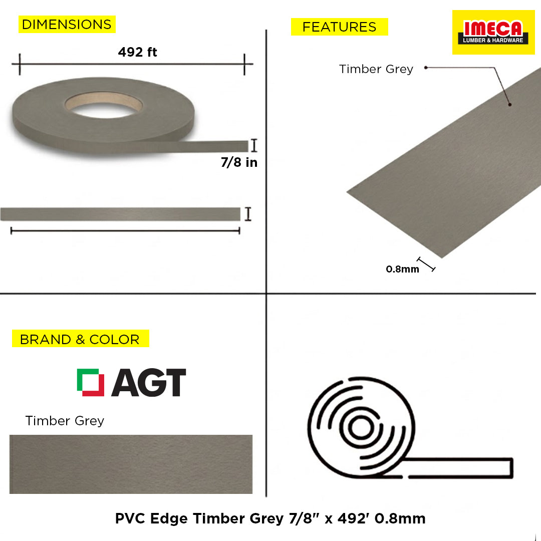 PVC Edge Timber Grey 7/8" x 492' 0.8mm
