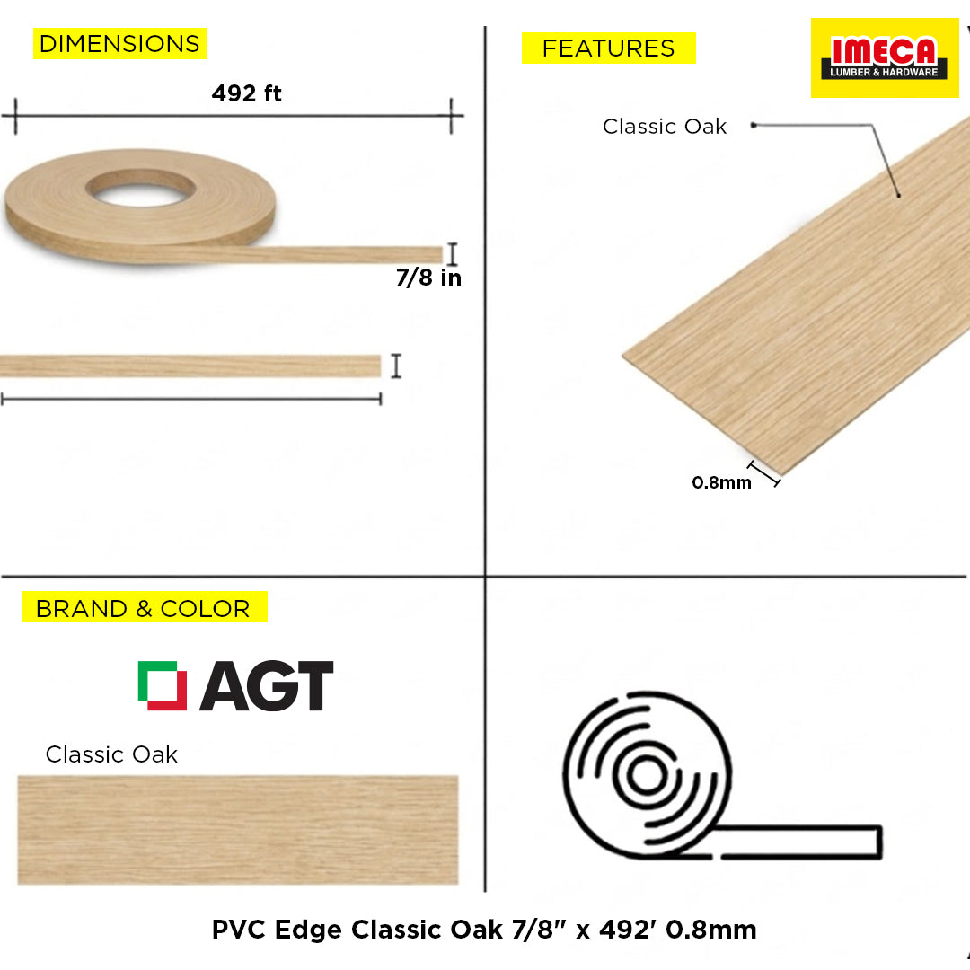 PVC Edge Classic Oak 7/8" x 492' 0.8mm