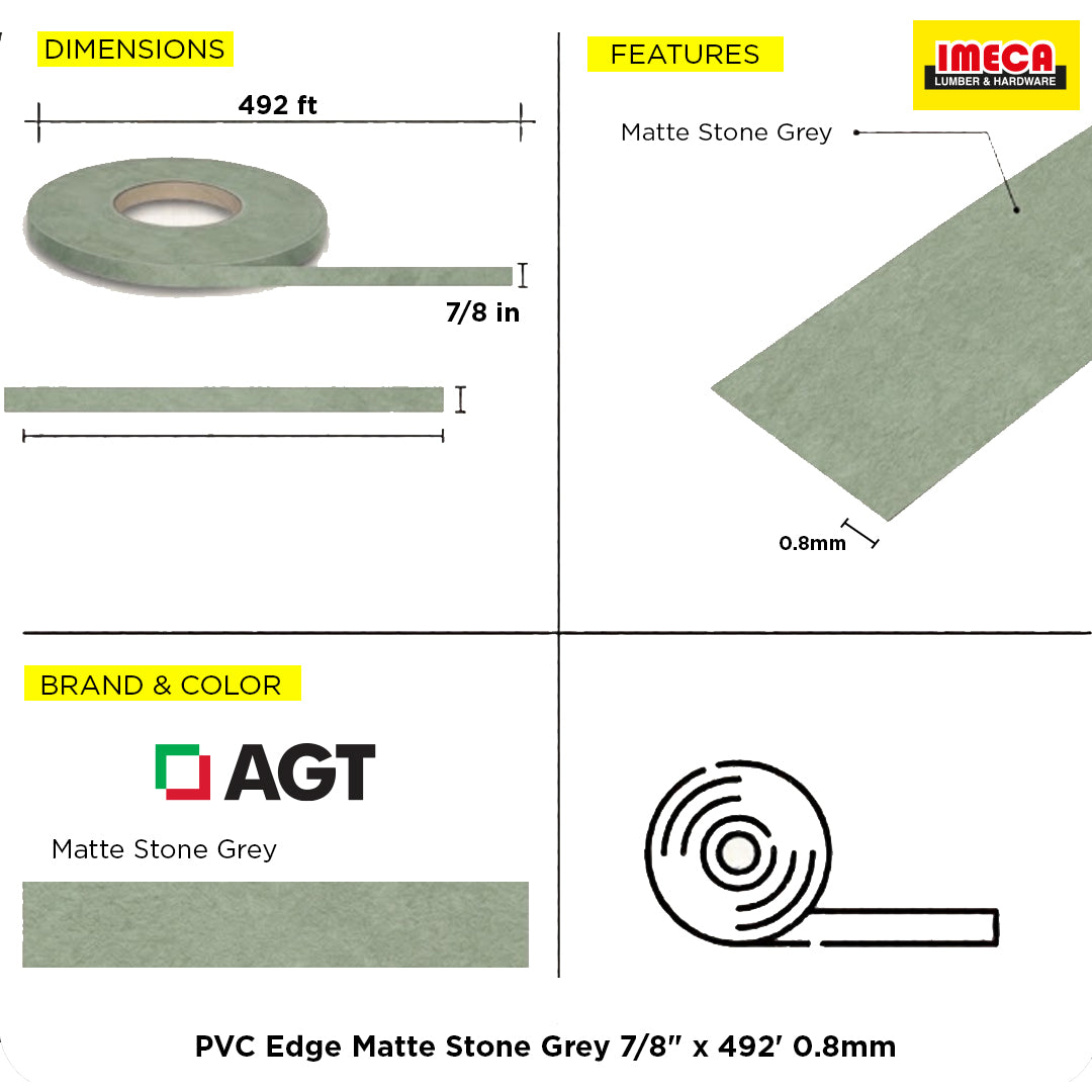 PVC Edge Matte Stone Grey 7/8" x 492' 0.8mm