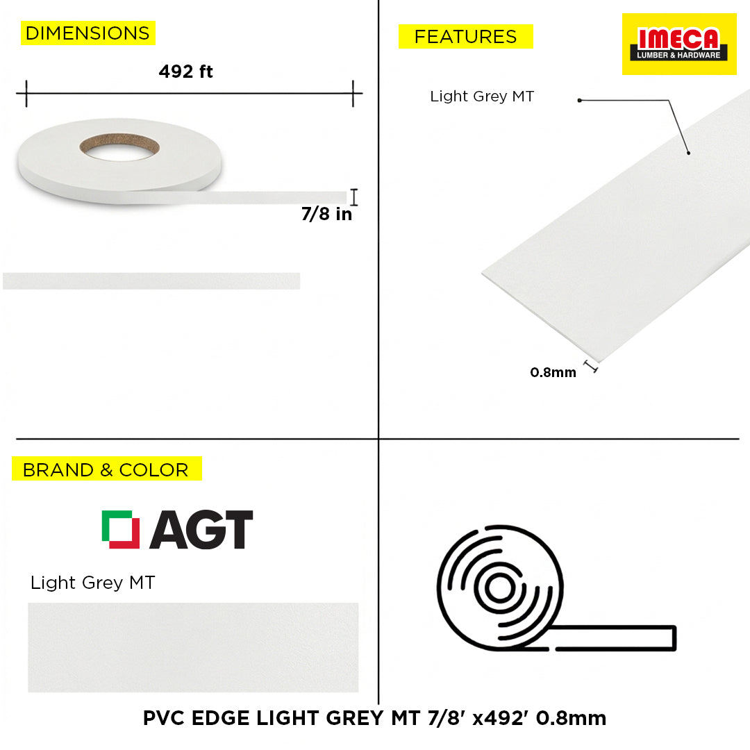 PVC EDGE LIGHT GREY MT 7/8' x492' 0.8mm