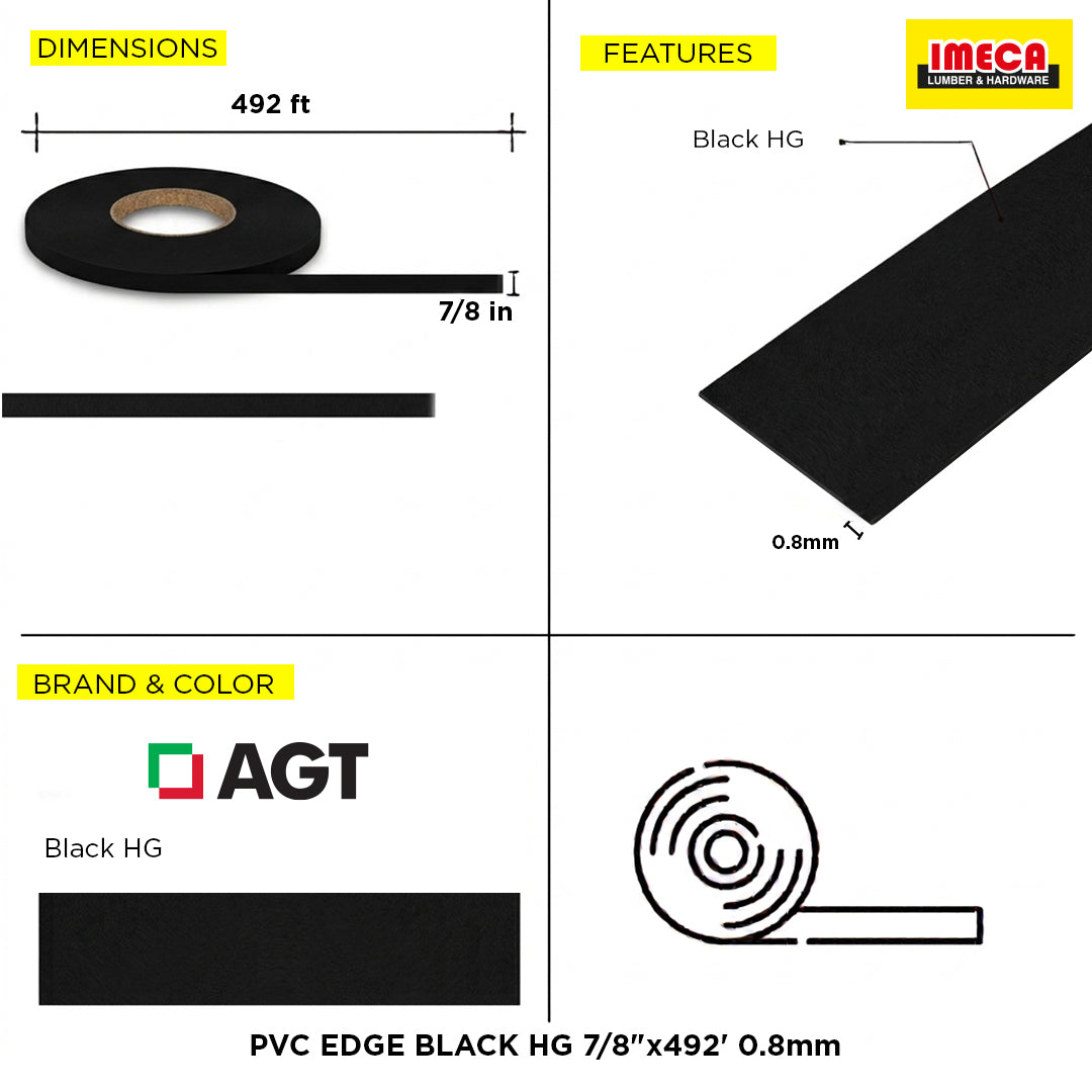 PVC EDGE BLACK HG 7/8"x492' 0.8mm