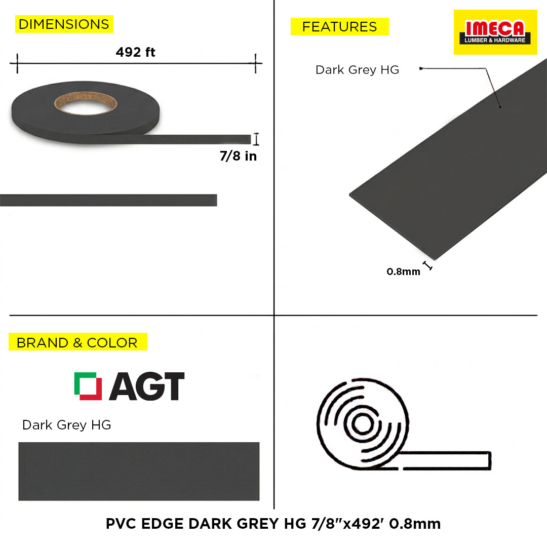 PVC EDGE DARK GREY HG 7/8"x492' 0.8mm
