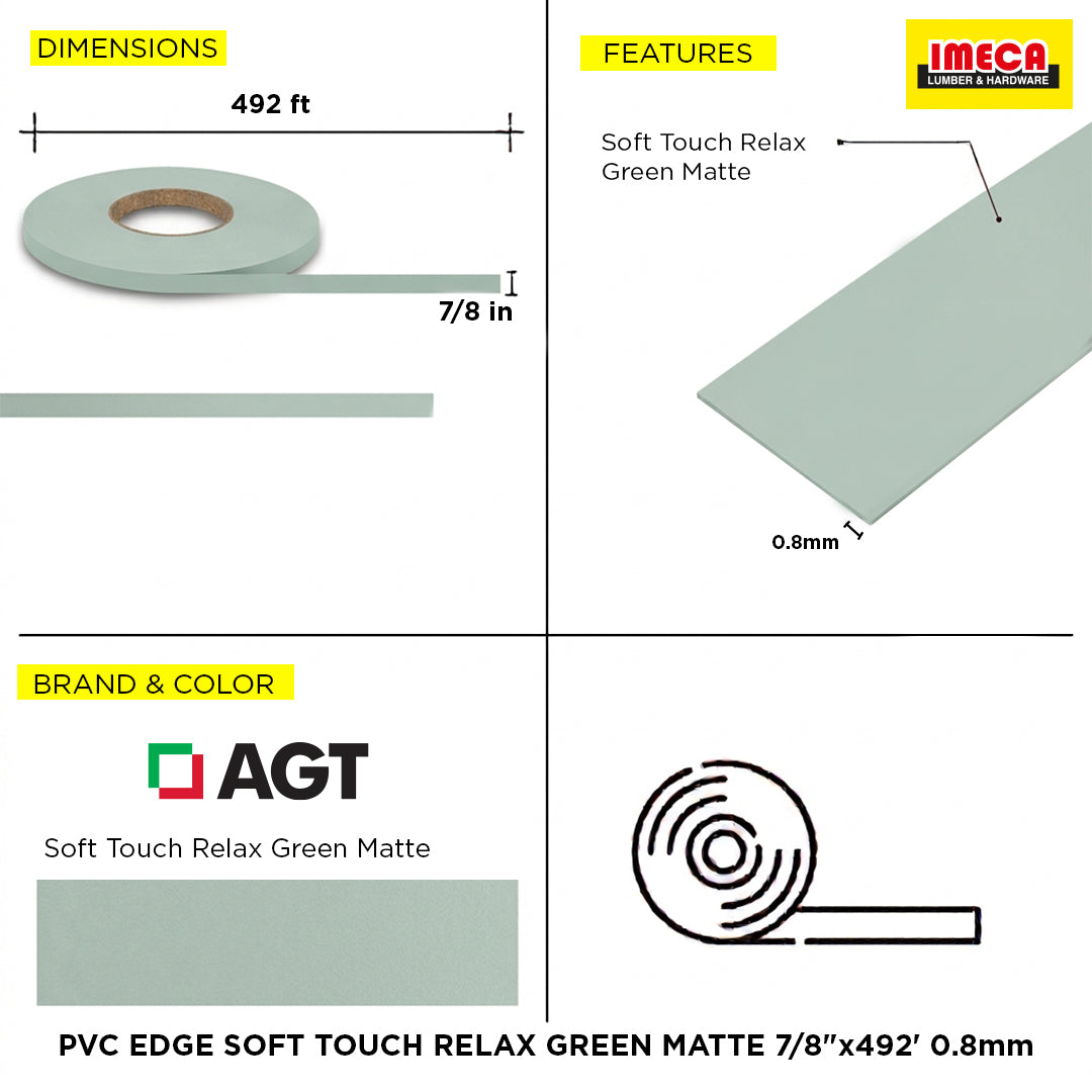 PVC EDGE SOFT TOUCH RELAX GREEN MATTE 7/8"x492' 0.8mm