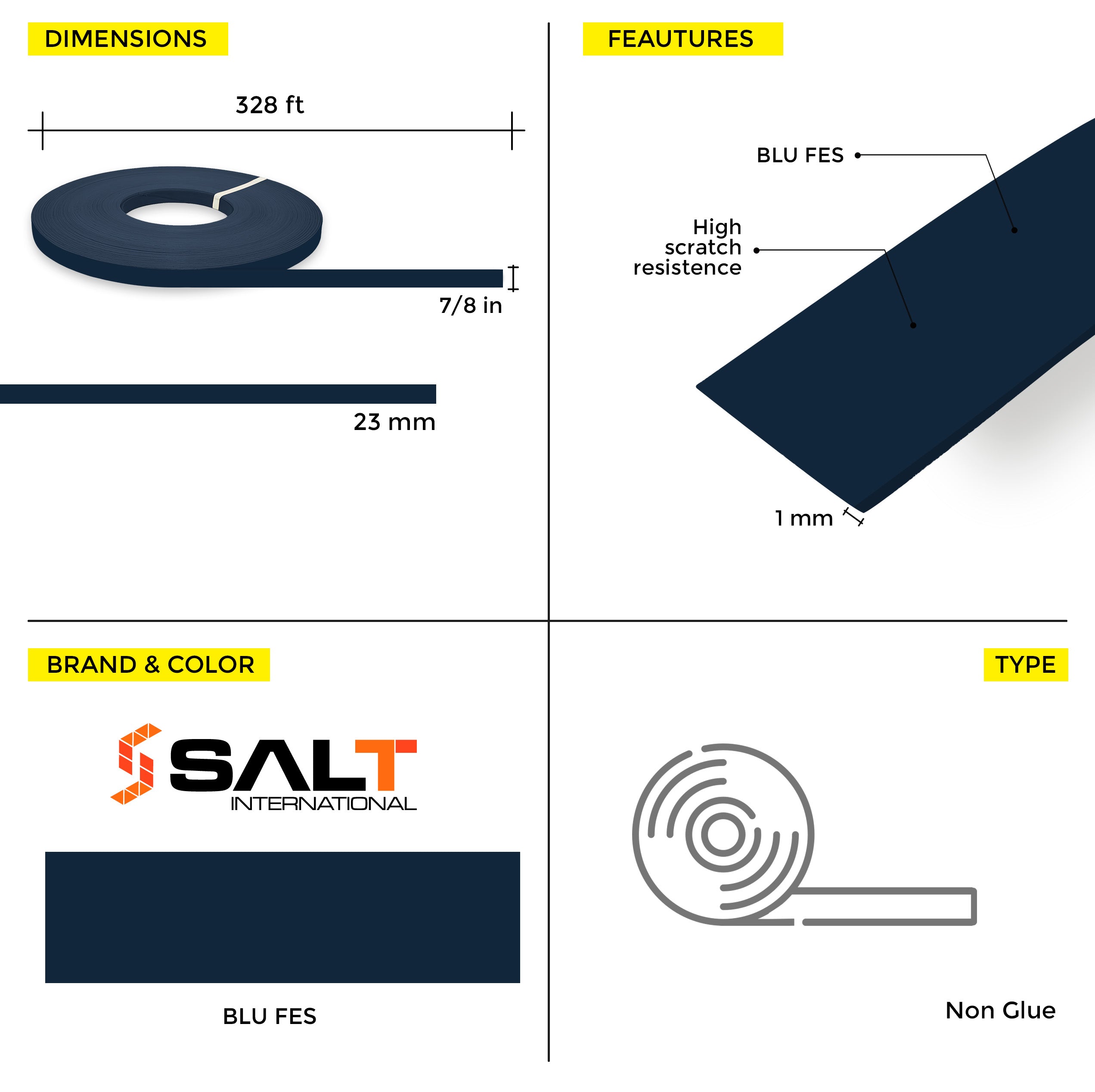 Blue Fes PVC Edge Banding (328 ft x 1 mm)