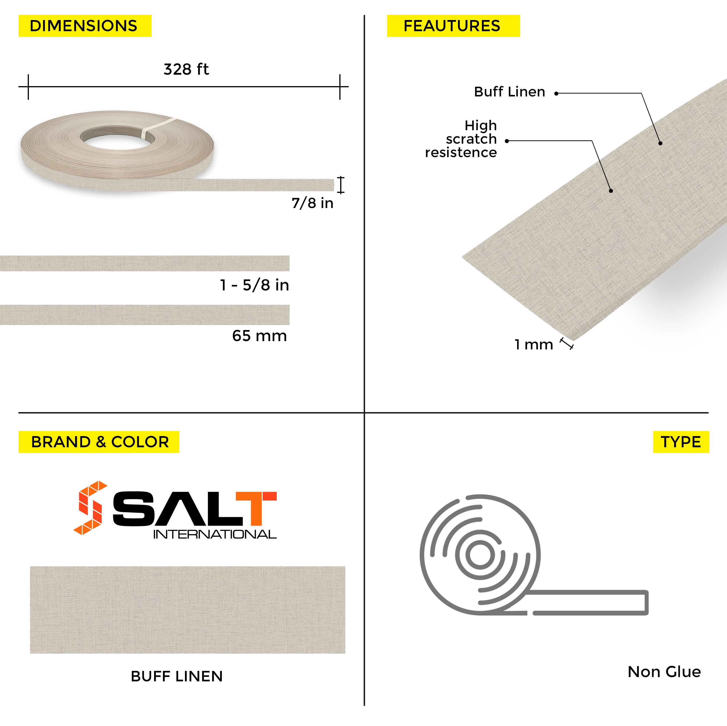 Buff Linen PVC Edge Banding (328 ft x 1 mm)