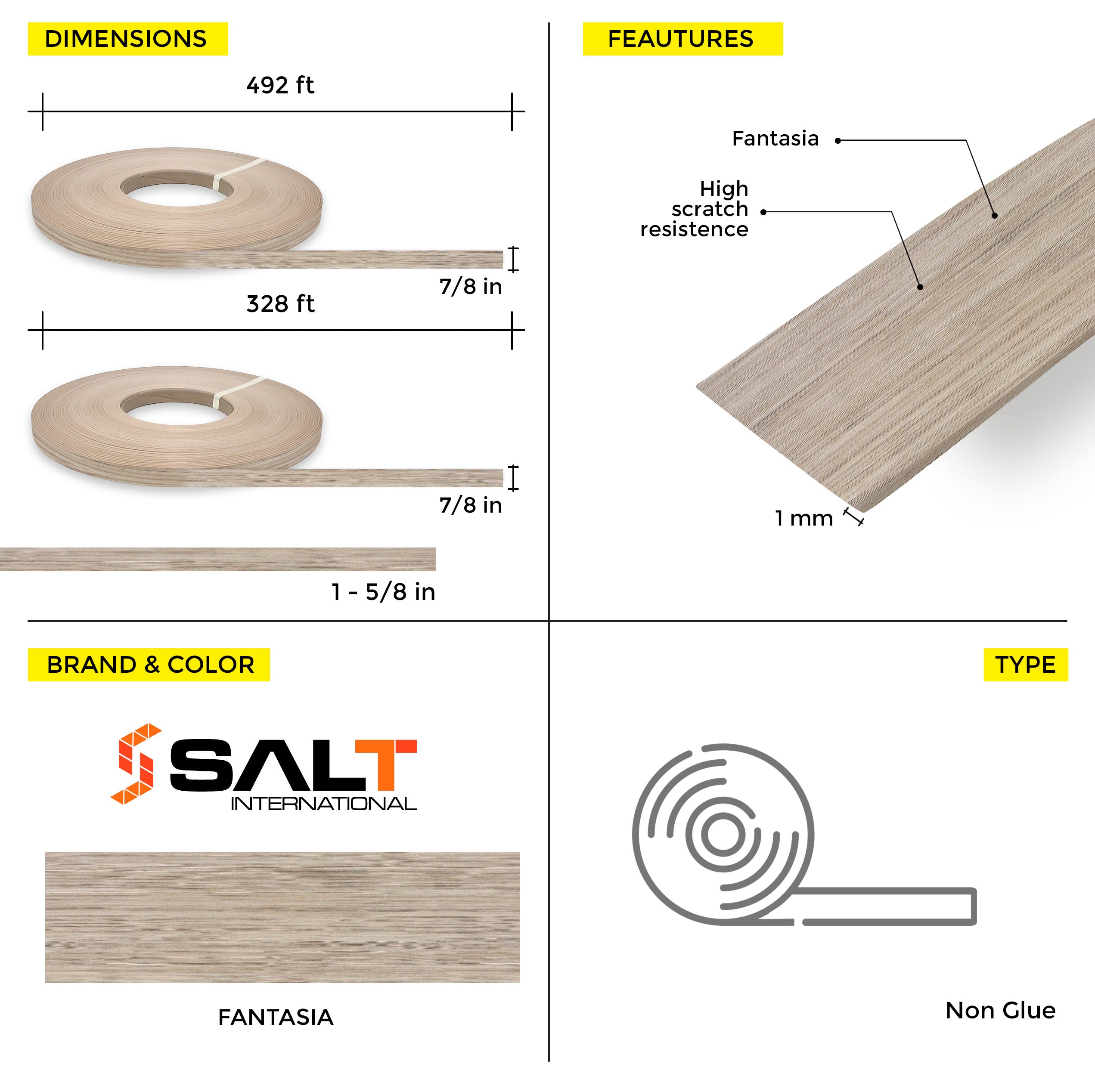 Fantasia PVC Edge Banding (328 ft x 1 mm)