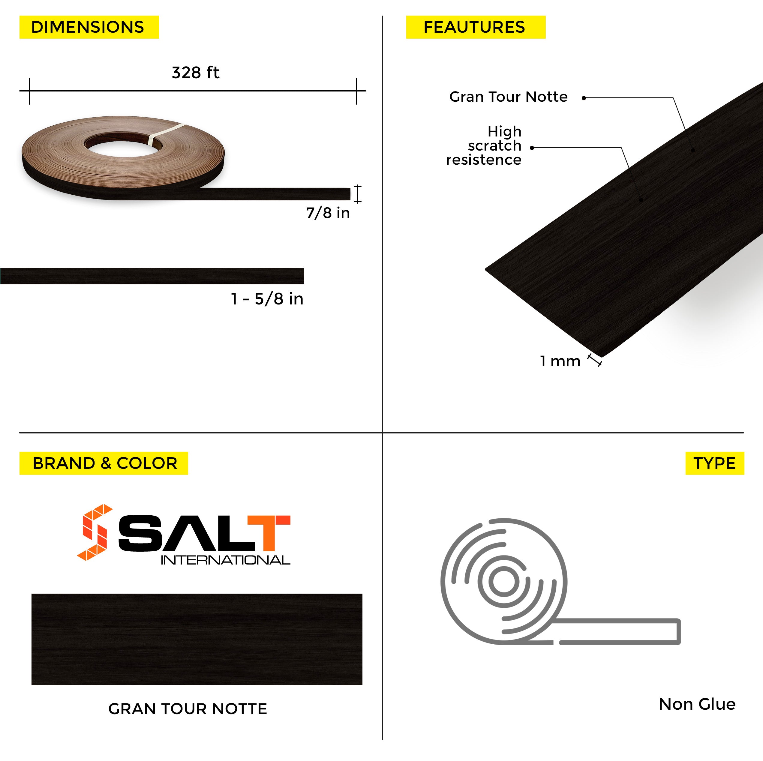 Gran Tour PVC Edge Banding (328 ft x 1 mm)