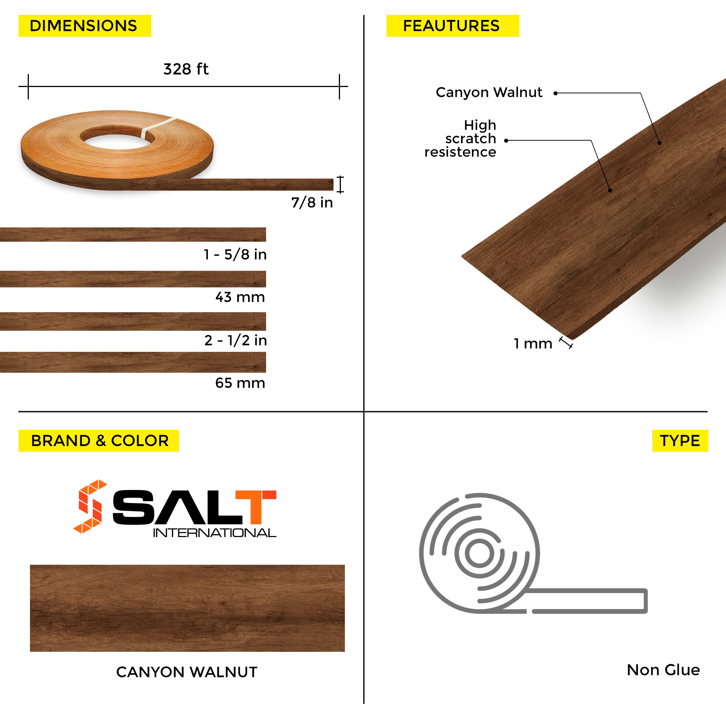 Canyon Walnut PVC Edge Banding (328 ft x 1 mm)