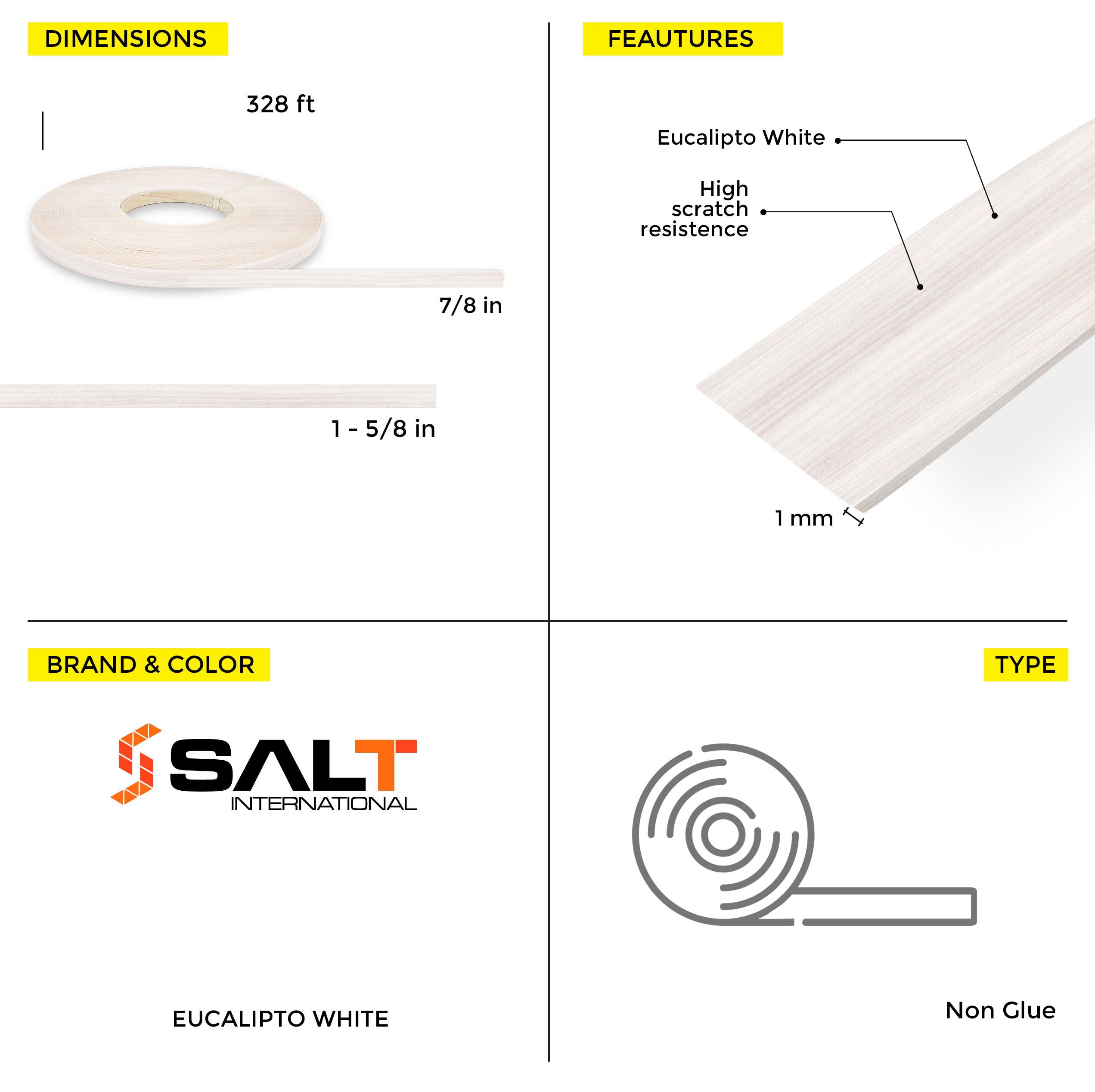 Eucalipto Gray PVC Edge Banding (328 ft x 1 mm)