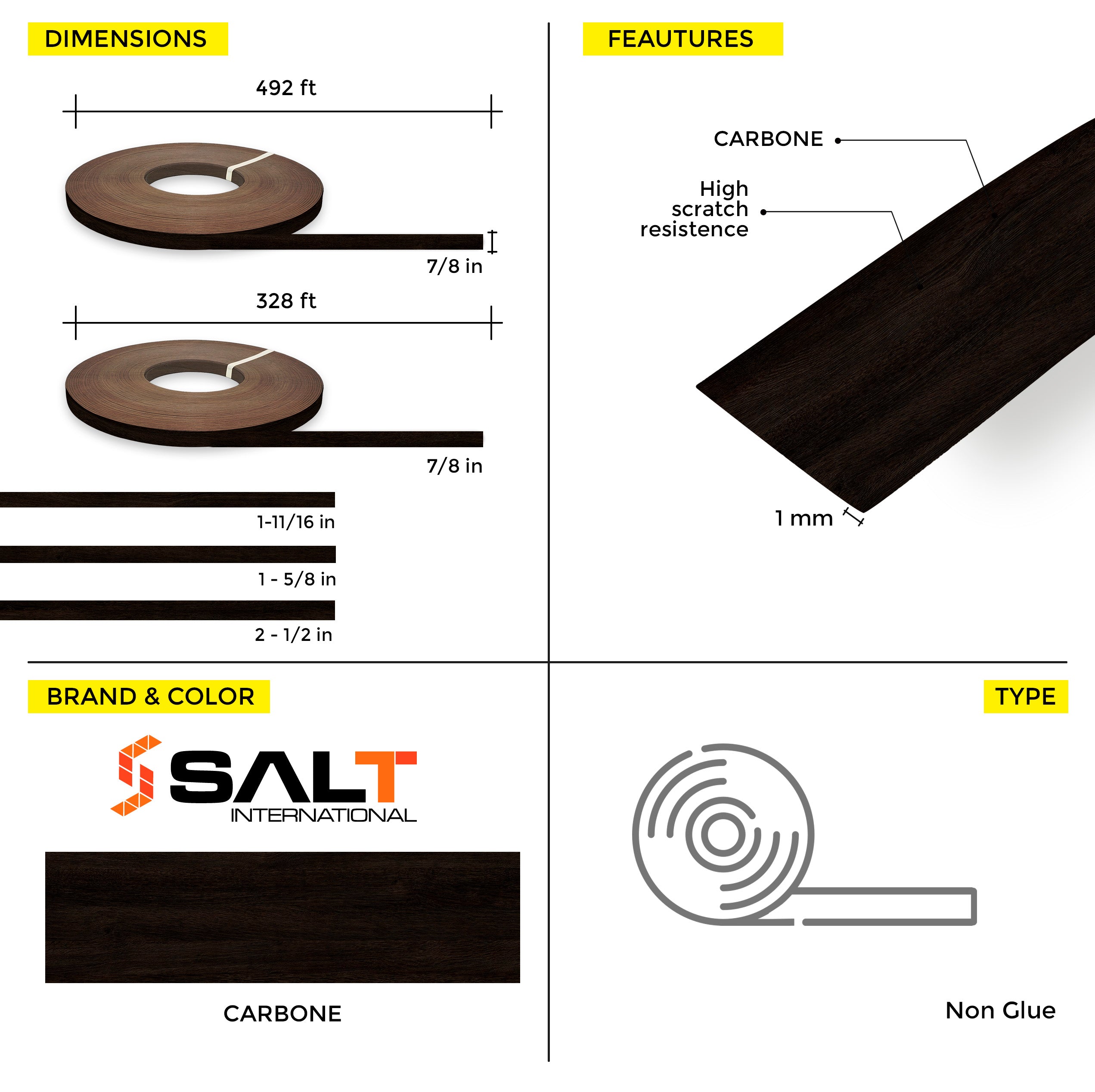Carbone PVC Edge Banding (328 ft x 1 mm)