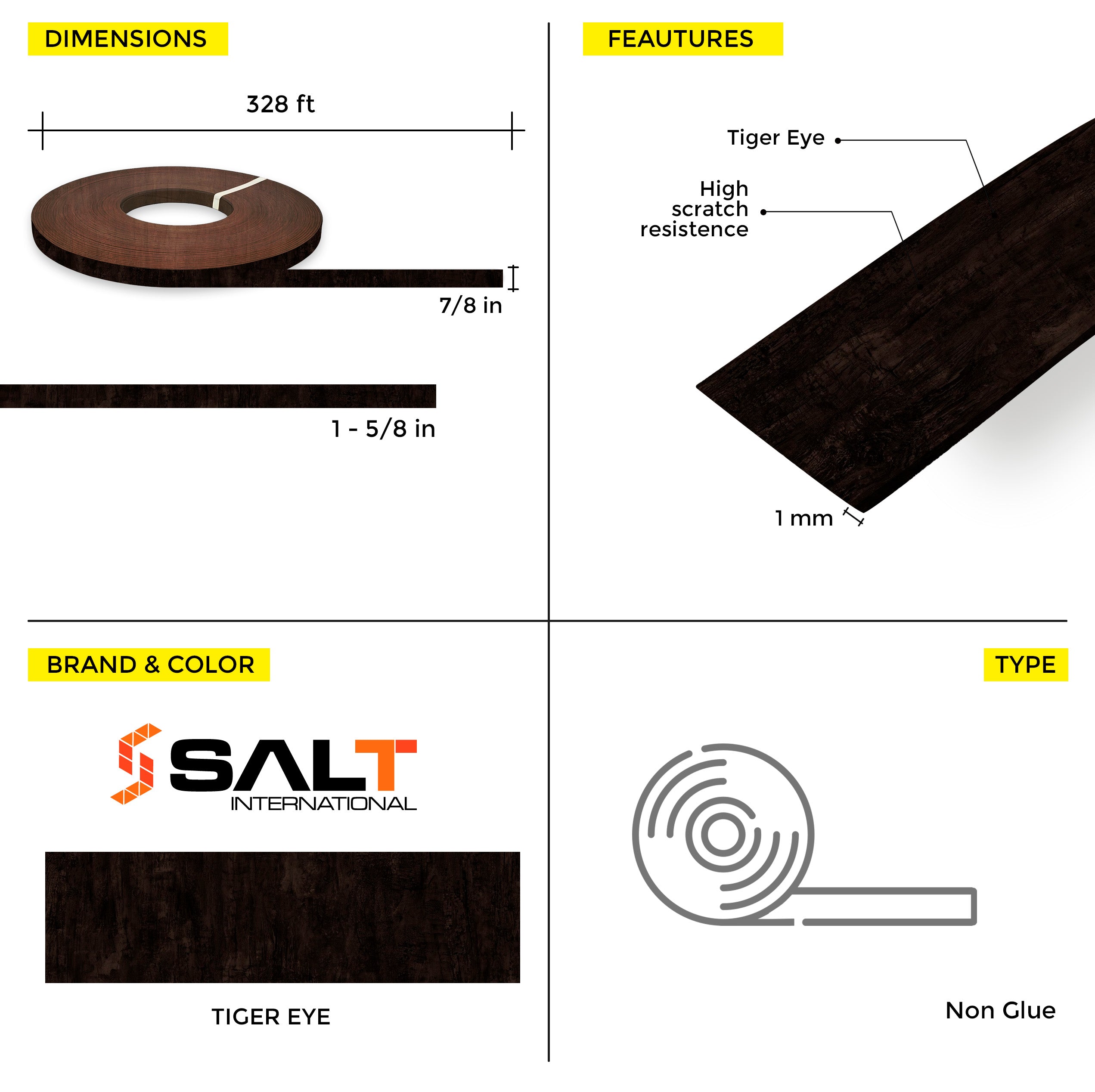 Tiger Eye PVC Edge Banding (328 ft x 1 mm)