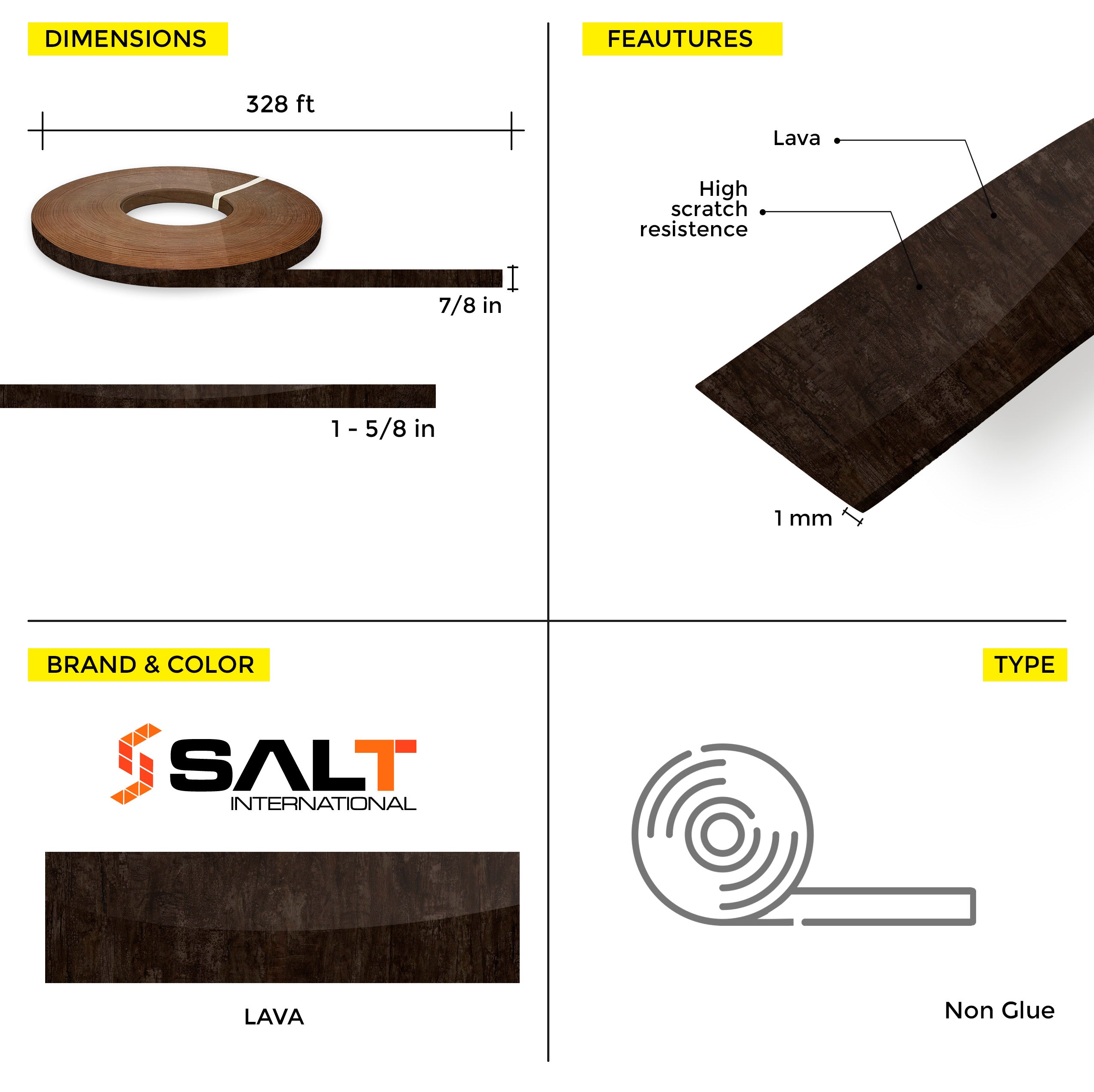 Lava PVC Edge Banding (328 ft x 1 mm)