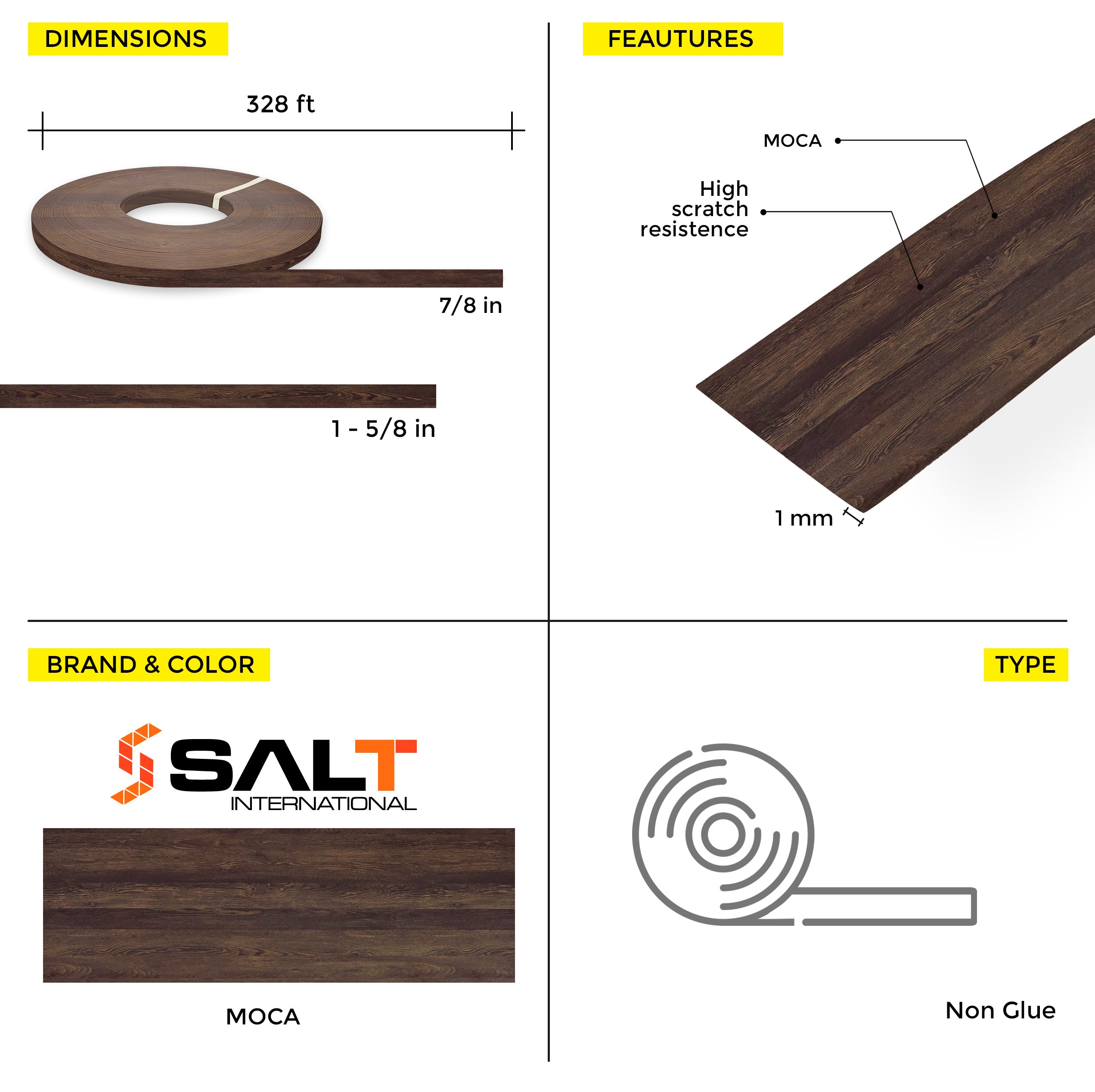 Moca PVC Edge Banding (328 ft x 1 mm)