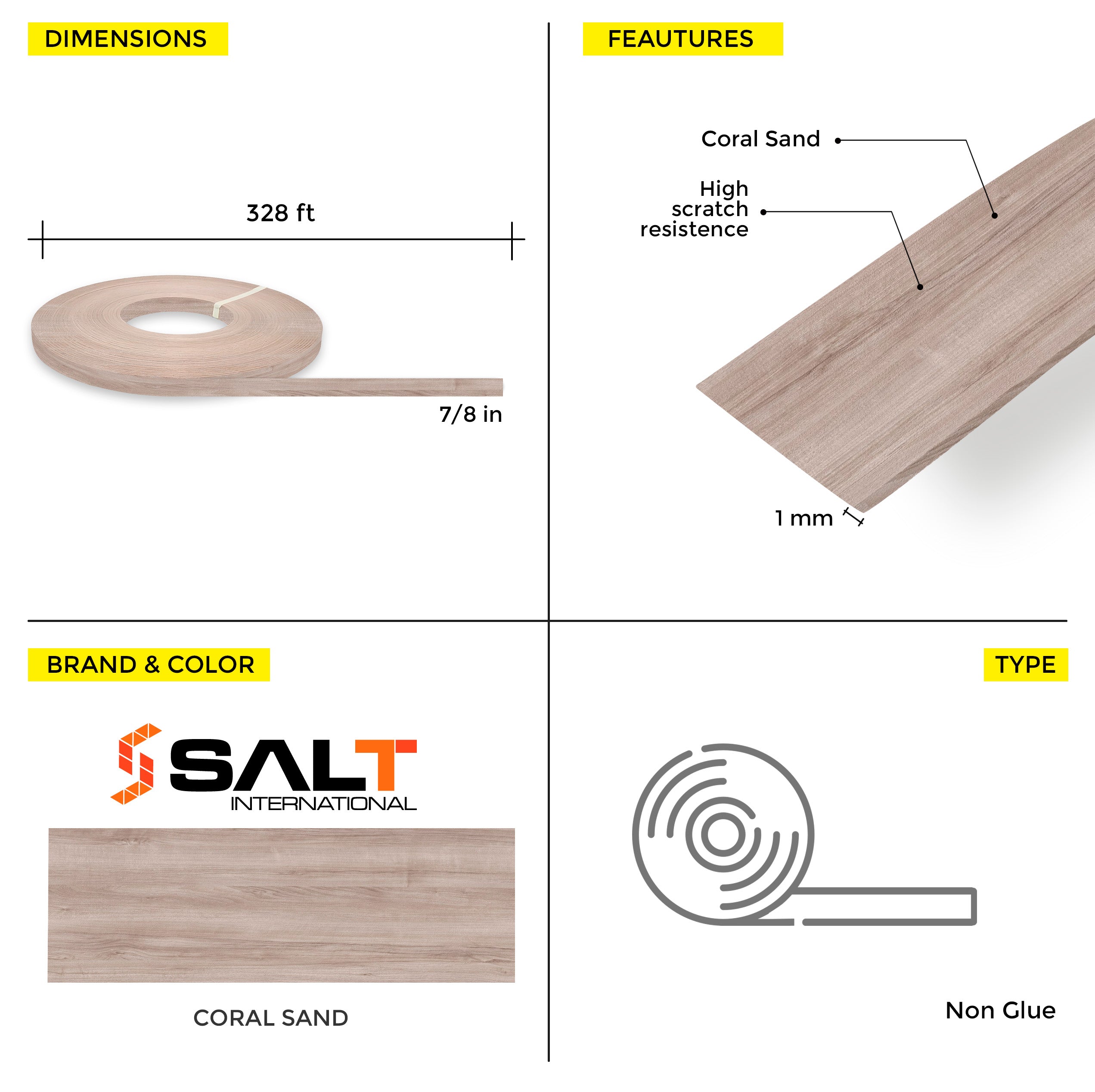 Laguna Coral Bark PVC Edge Banding (328 ft x 1 mm)
