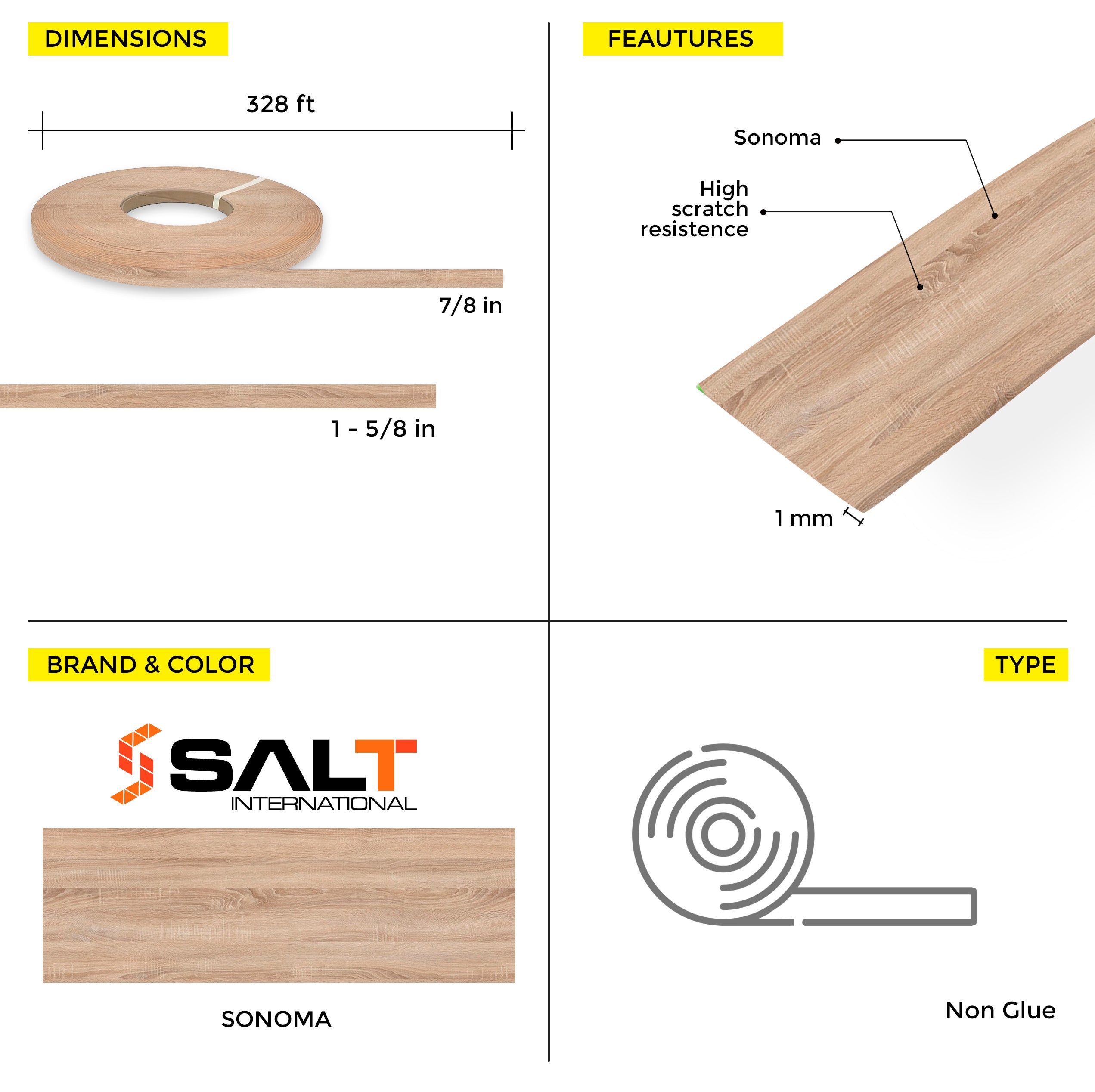 Sonoma PVC Edge Banding (328 ft x 1 mm)