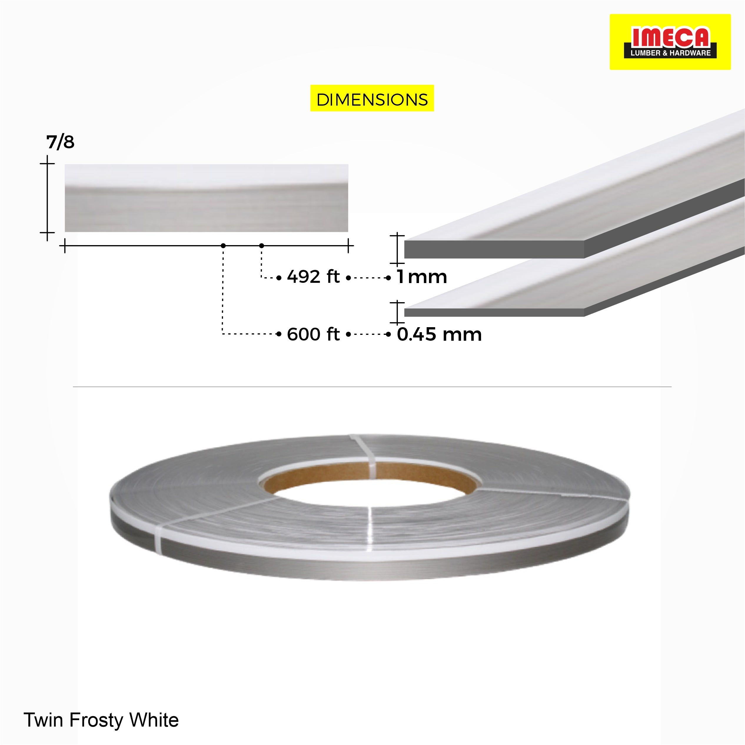 Twin Frosty White PVC Edge Banding