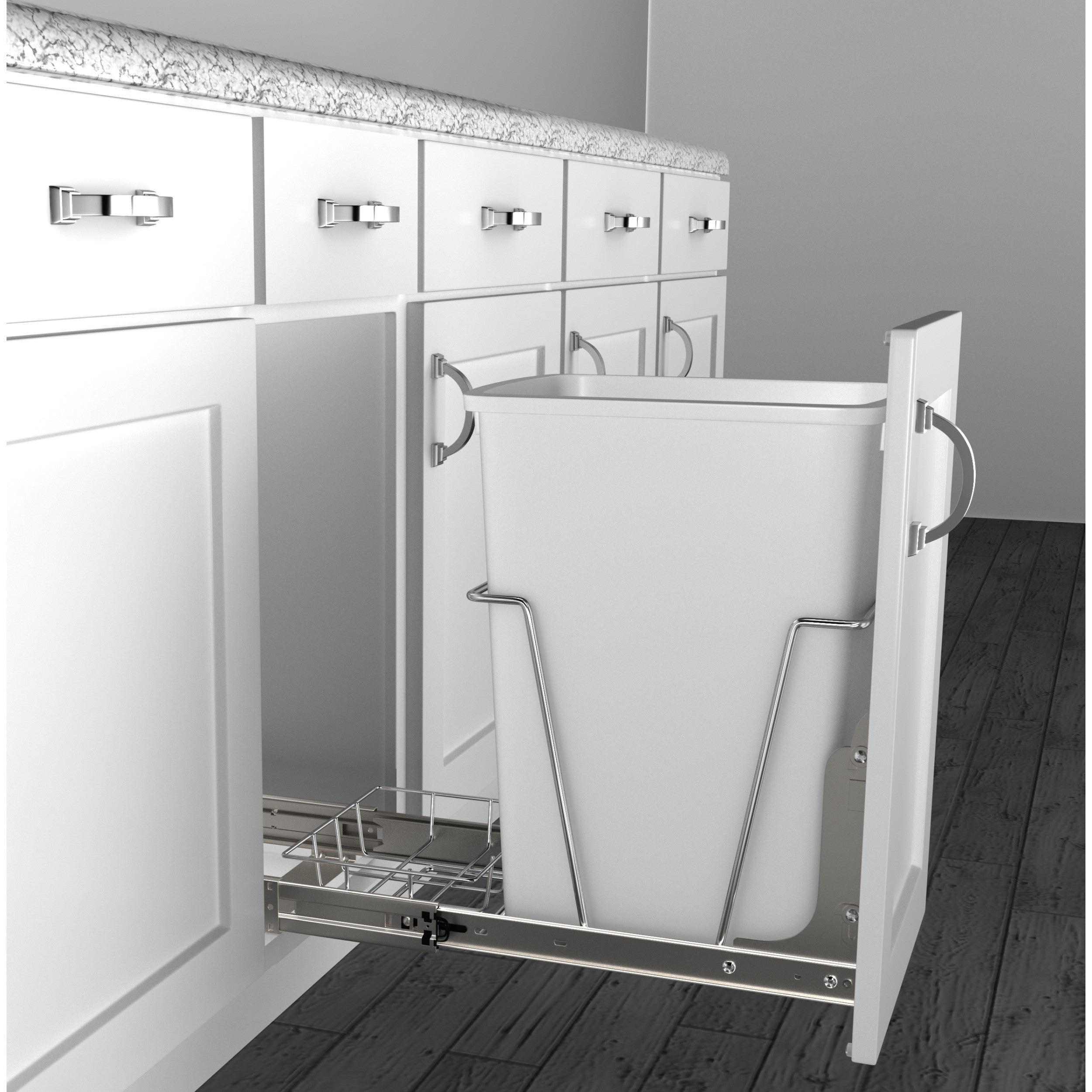35 Qrt Pull-Out Waste Container Black  10.63 in (270 mm) W x 22 in (559 mm) D x 19.25 in (489 mm) H